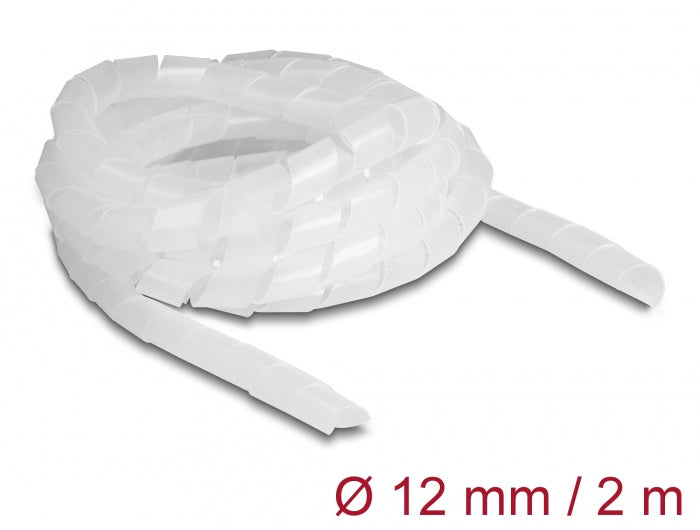 DeLOCK Kabelschlauch, Ø 12 mm × 2 m, wiederverwendbar – transparent