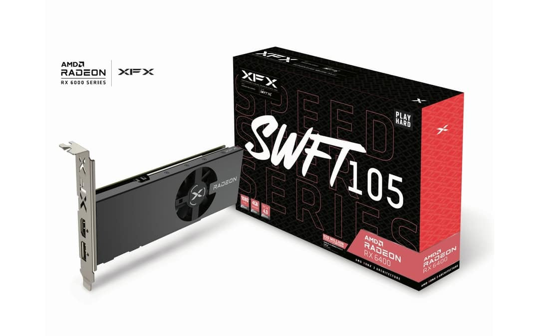 XFX Speedster SWFT105 – PCIe Grafikkarte – Radeon RX 6400, 4 GB GDDR6, 1×HDMI 2.1, 1×DP 1.4, PCIe 4.0