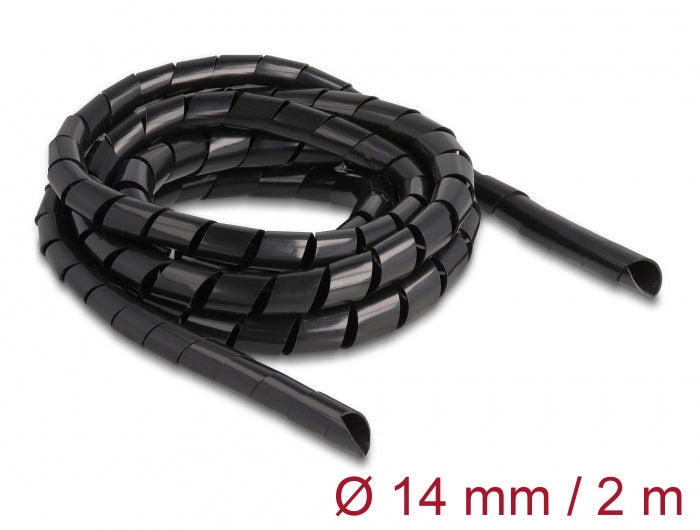 DeLOCK Kabelschlauch, Ø 14 mm, 2 m, zuschneidbar – schwarz