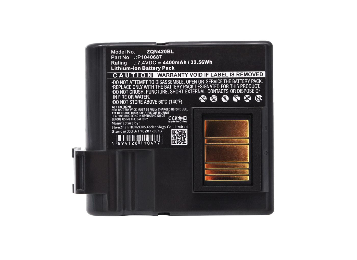 CoreParts Akkubasis P1040687/P1050667-016, 7,4 V, 32,56 Wh, 4’400 mAh – für Zebra-Drucker, Schwarz