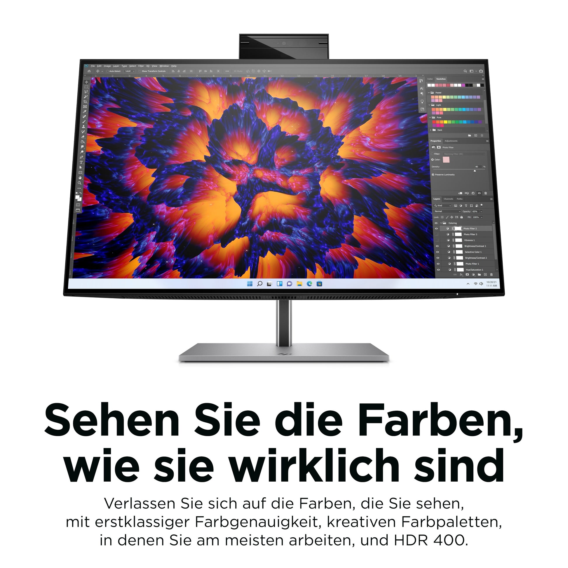 HP Z24M G3 – Monitor, 23,8", IPS, 90 Hz, 400 cd/m², Webcam, Mikrofon, Lautsprecher, USB-C, Silber
