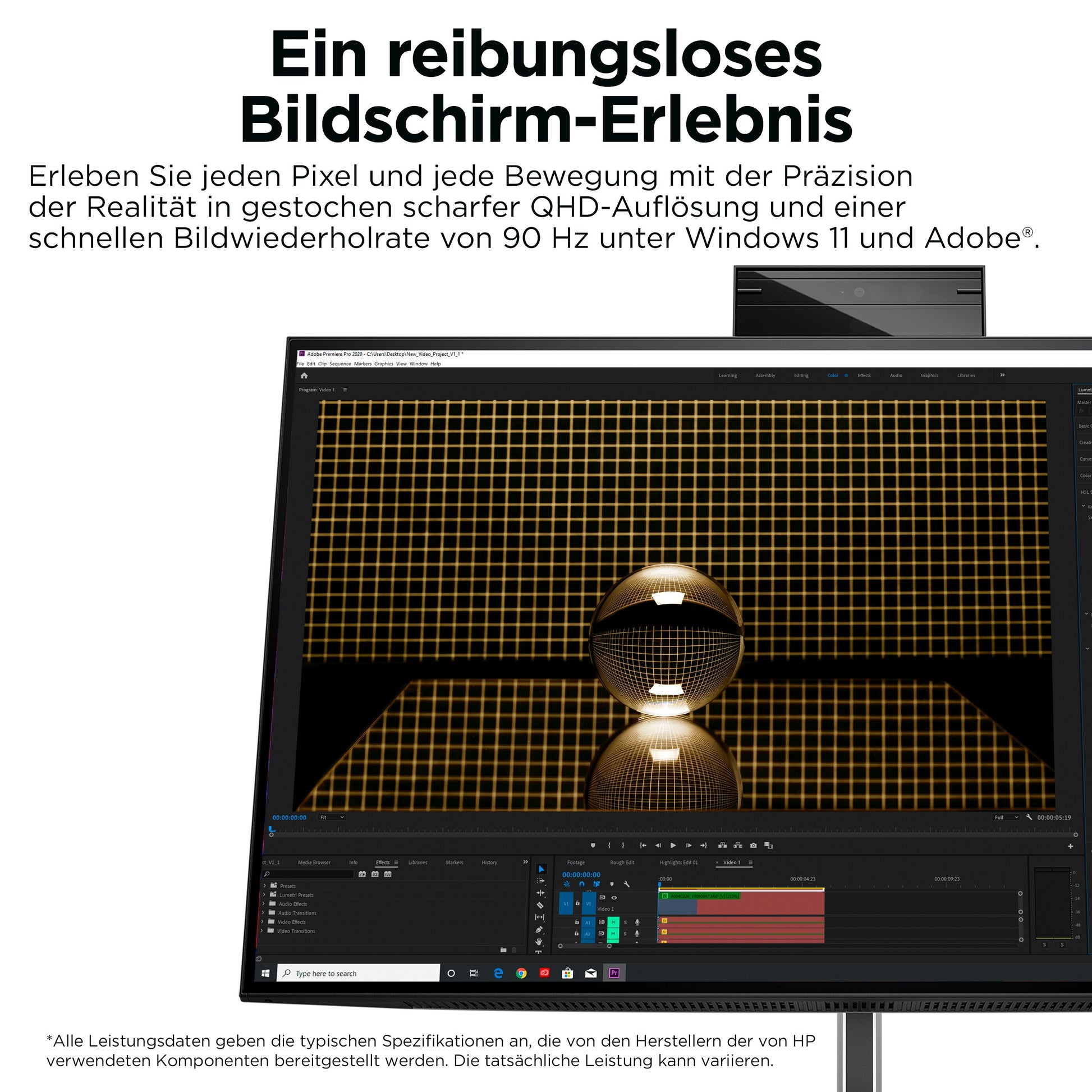 HP Z24M G3 – Monitor, 23,8", IPS, 90 Hz, 400 cd/m², Webcam, Mikrofon, Lautsprecher, USB-C, Silber