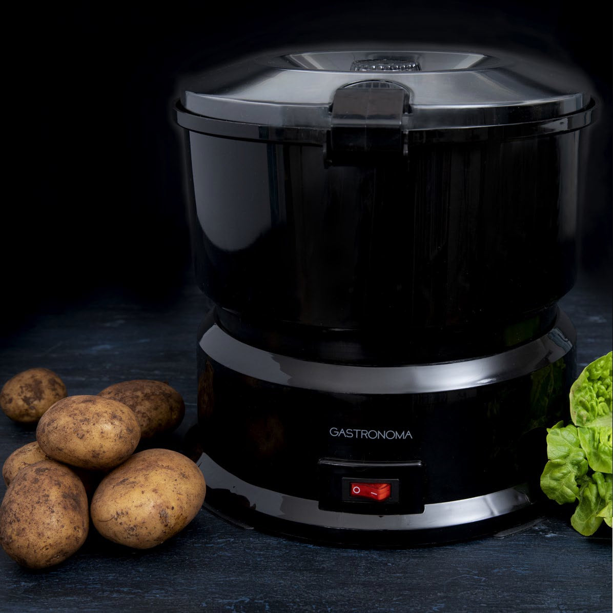 Gastronoma – Elektrischer Kartoffelschäler 1 kg, 27 × 25,5 × 27 cm, schwarz