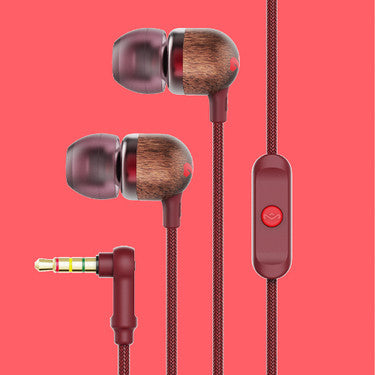 The House Of Marley House of Marley Smile Jamaica In-Ear Headset – Stereo, Kabel, 3,5 mm Klinke, Rot/Holz
