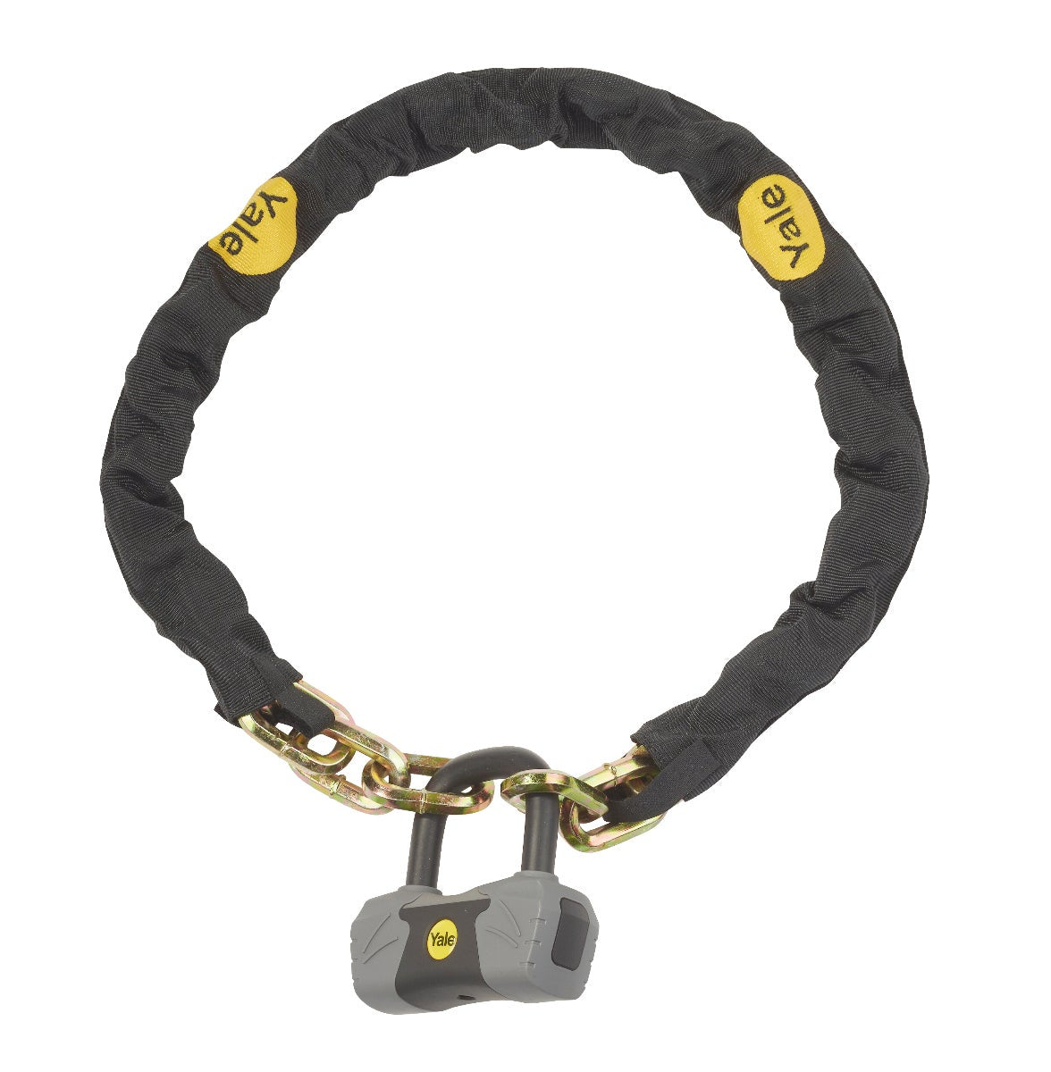 Yale YCL3 Kettenschloss – Stahl, Kettendurchmesser 10 mm, Länge 1,1 m, Sold Secure Gold, Schwarz