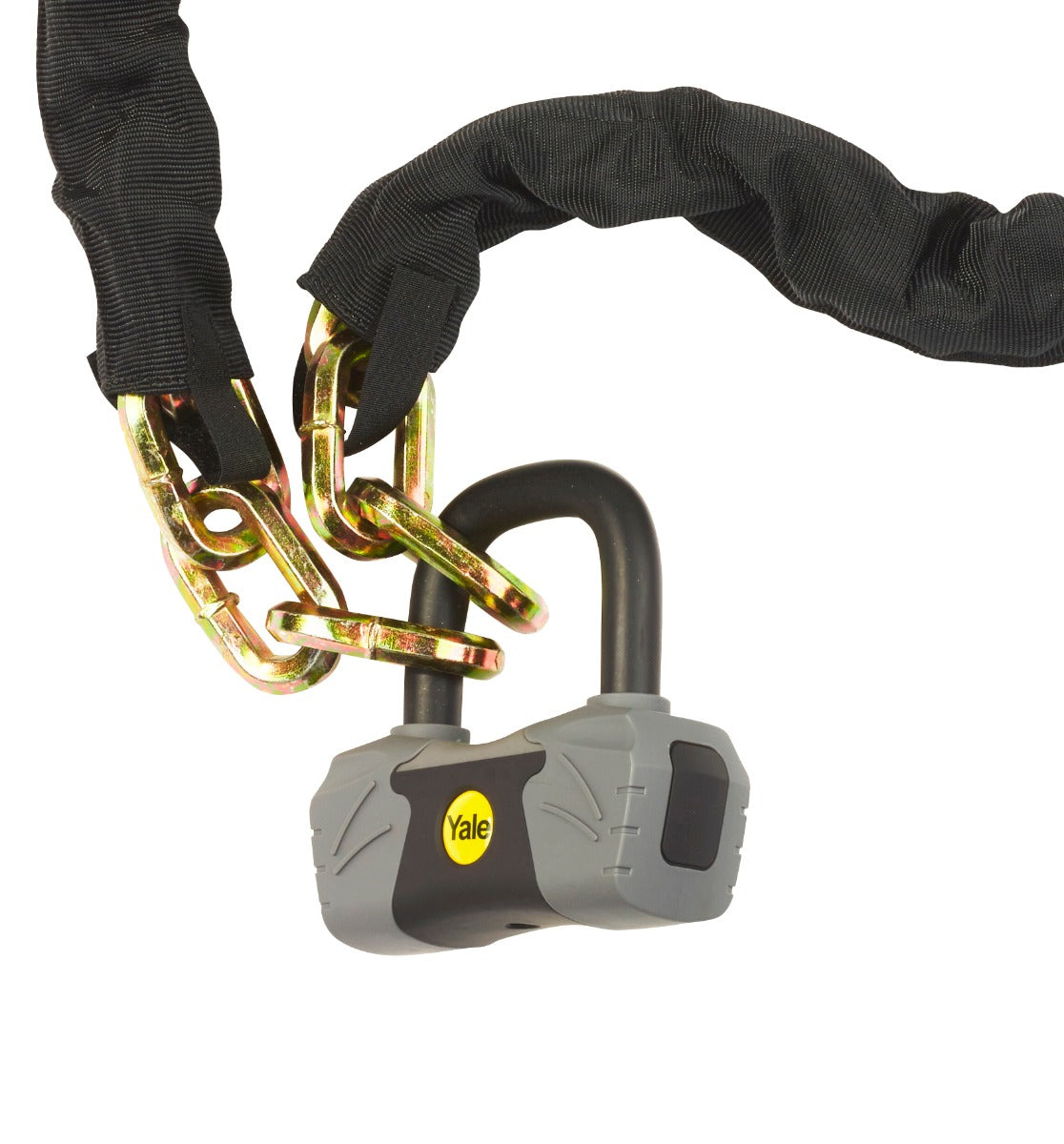 Yale YCL3 Kettenschloss – Stahl, Kettendurchmesser 10 mm, Länge 1,1 m, Sold Secure Gold, Schwarz