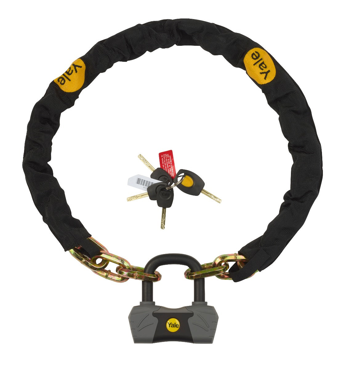 Yale YCL3 Kettenschloss – Stahl, Kettendurchmesser 10 mm, Länge 1,1 m, Sold Secure Gold, Schwarz