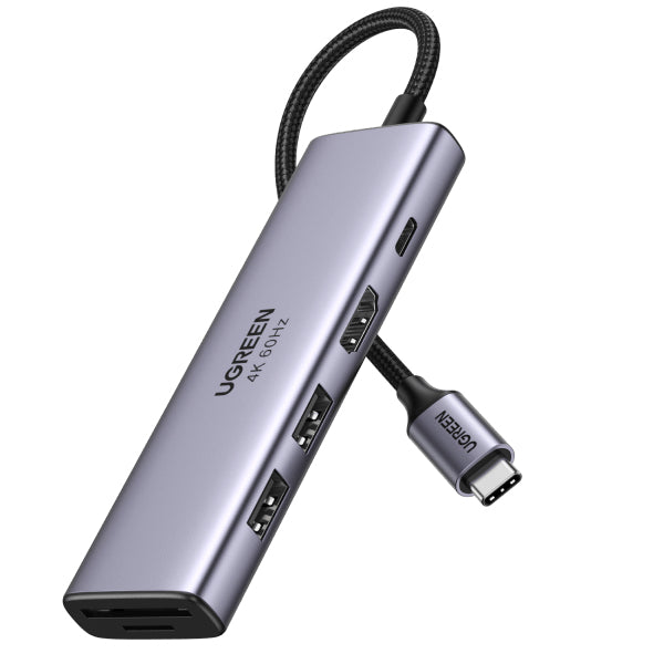 Ugreen 60384 Multiport-Adapter – USB-C, 1× HDMI, 2× USB-A, 100 W PD, SD/microSD