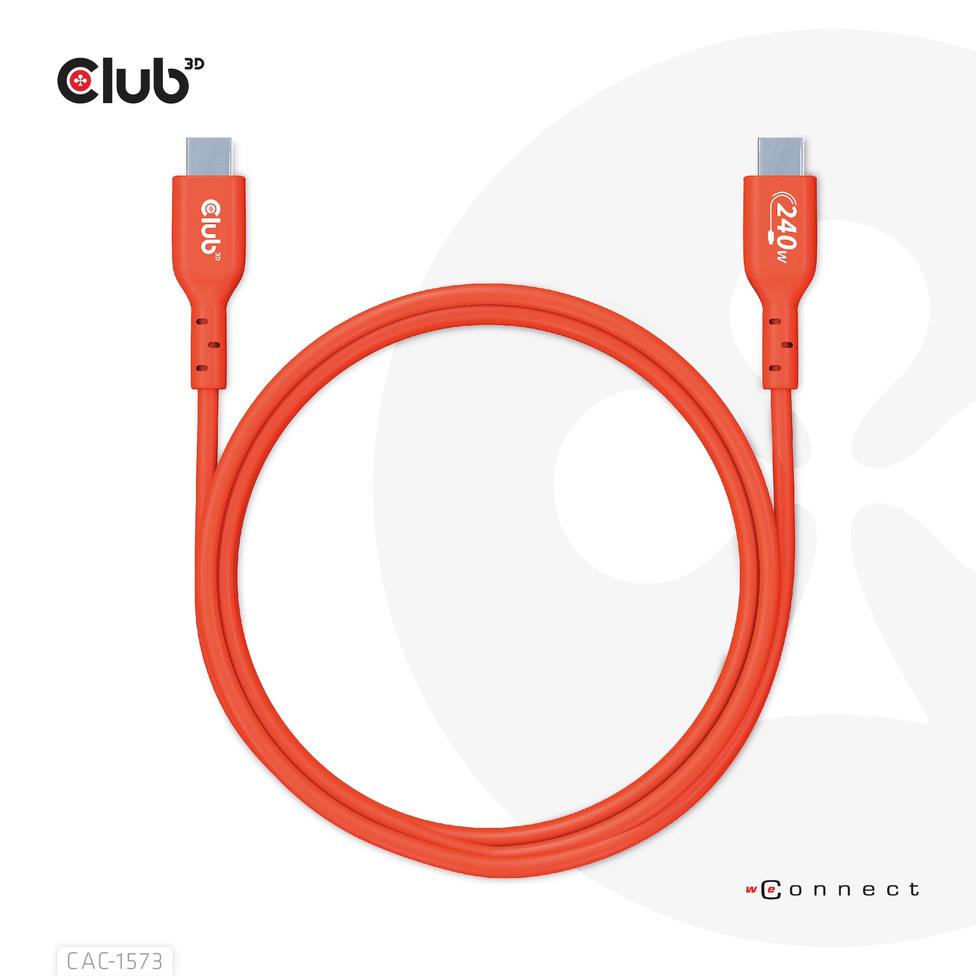 CLUB3D Club 3D – USB-C auf USB-C Kabel – USB4 20 Gbit/s – 2 m – PD 240 W – USB-IF zertifiziert – Rot