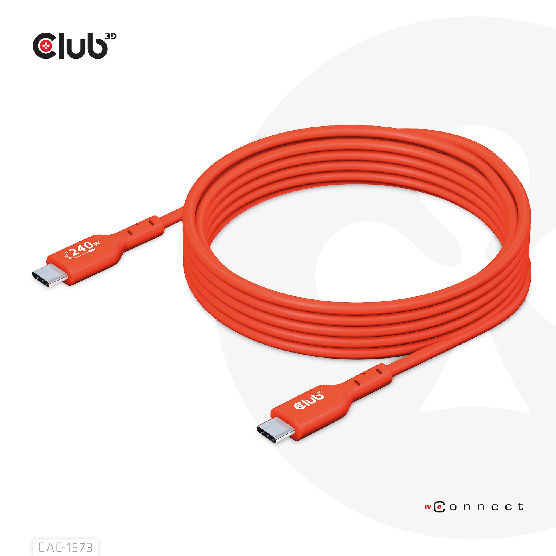 CLUB3D Club 3D – USB-C auf USB-C Kabel – USB4 20 Gbit/s – 2 m – PD 240 W – USB-IF zertifiziert – Rot