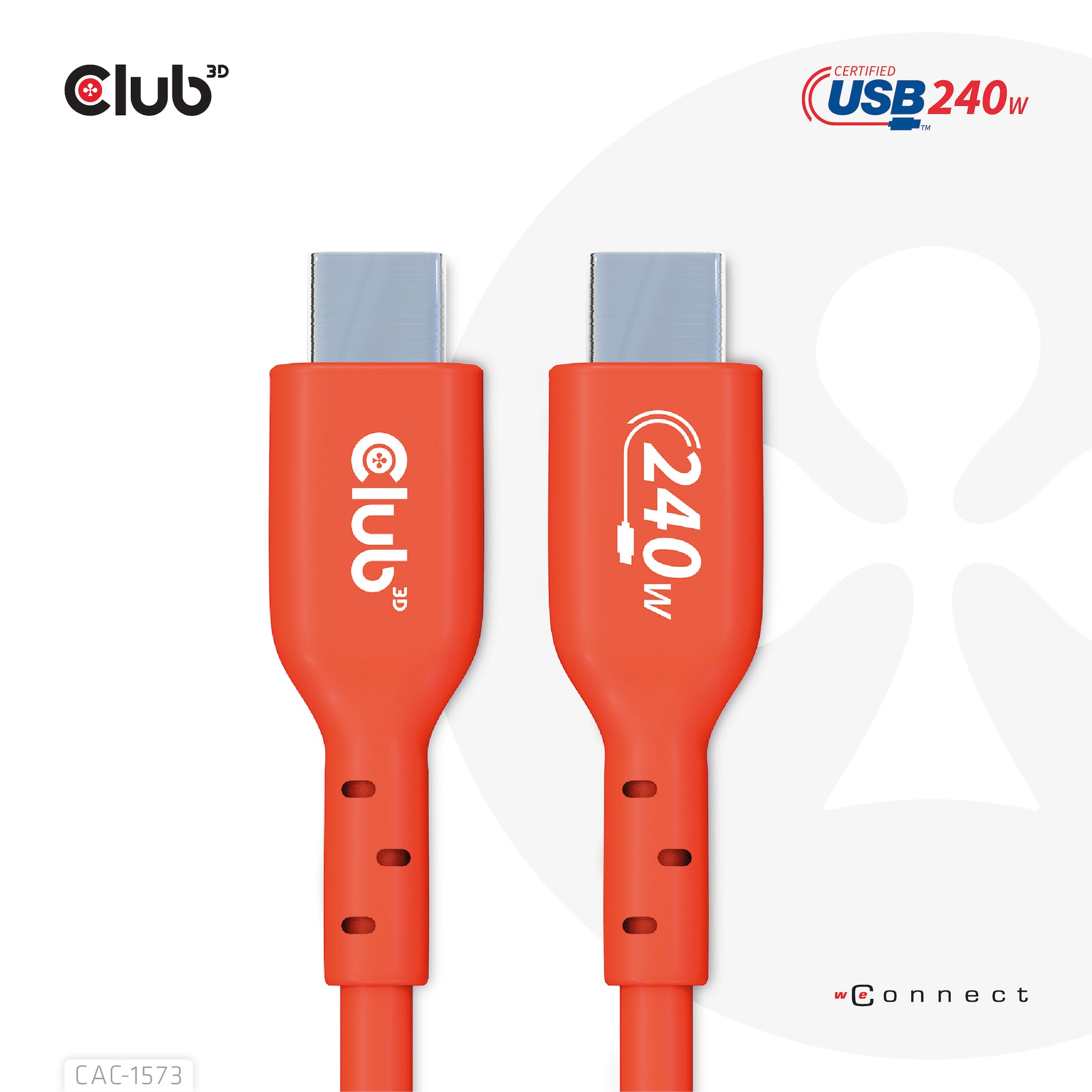CLUB3D Club 3D – USB-C auf USB-C Kabel – USB4 20 Gbit/s – 2 m – PD 240 W – USB-IF zertifiziert – Rot