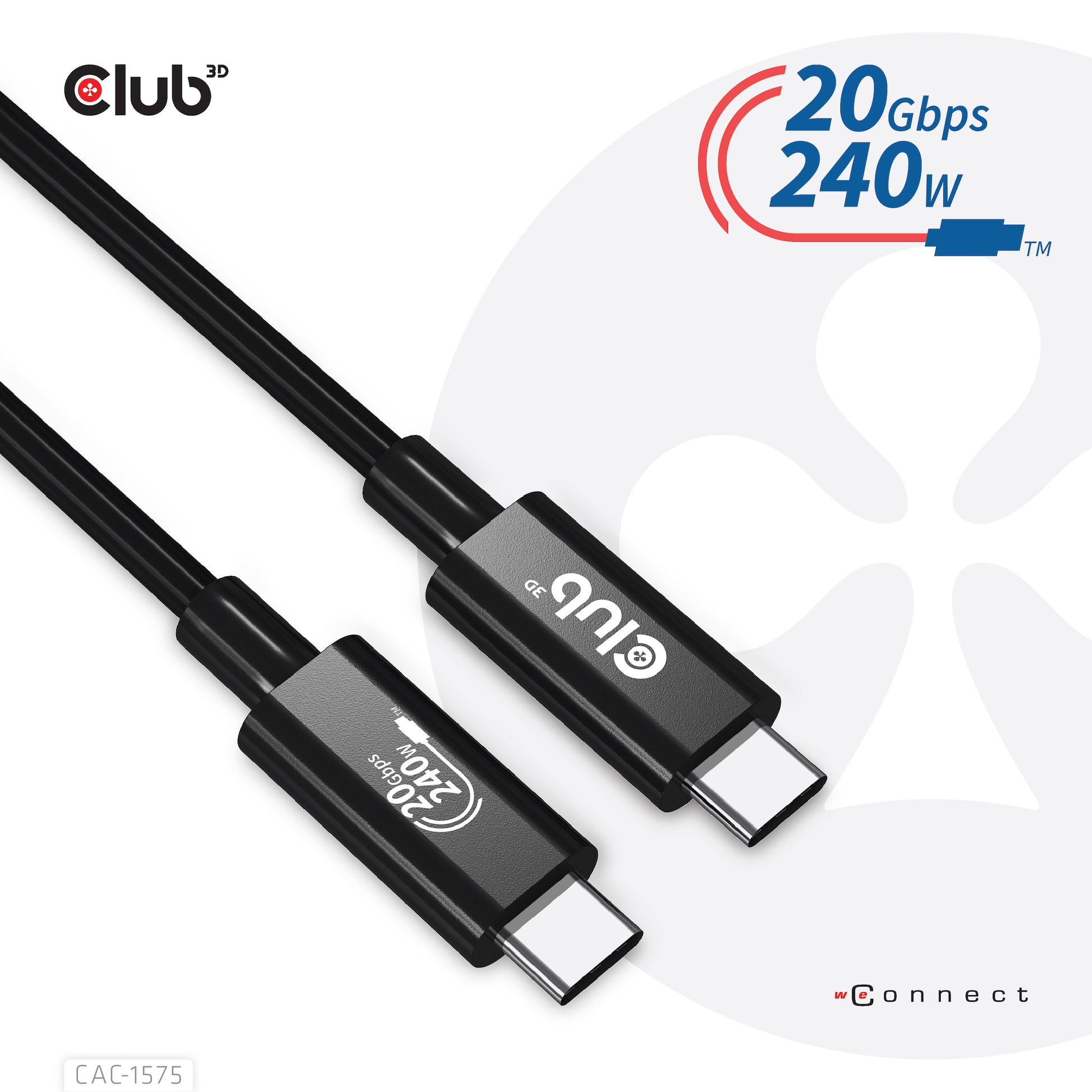 CLUB3D Club 3D – USB-Kabel, USB-C zu USB-C, 2 m, USB4, Lade-/Datenkabel