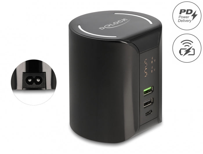 DeLOCK 41441 Ladestation – 58 W, 4× USB + kabellos – für universelle Geräte