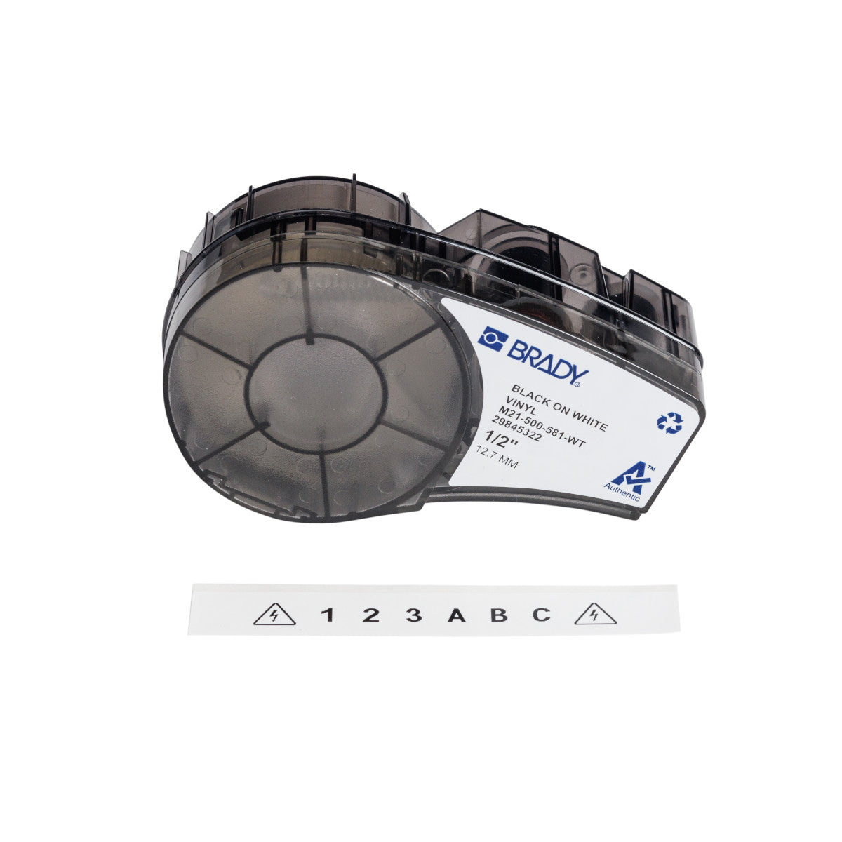 Brady M21-500-581-WT Etikettenrolle – weiss – 12,7 mm × 6,4 m, Vinyl – für Brady M210/M210-LAB/M211
