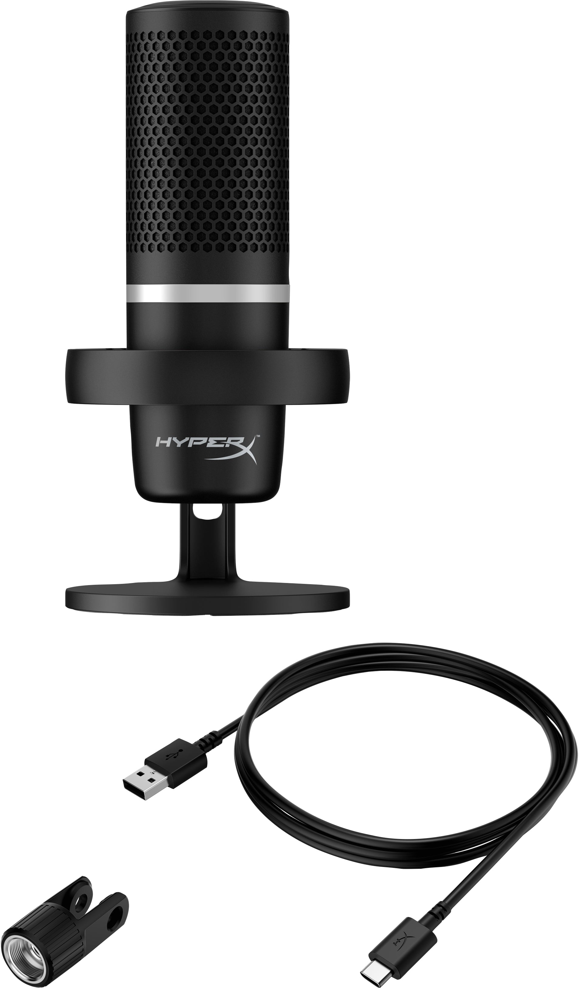 HyperX DuoCast – Tischmikrofon – USB, kabelgebunden, 24 Bit/96 kHz, für PC/Mac/PlayStation, Schwarz