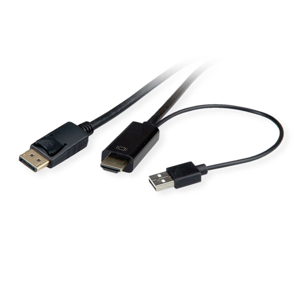 ROLINE HDMI auf DisplayPort Kabel DP 1.2 4K 60 Hz – 1 m – für Geräte mit HDMI-Port