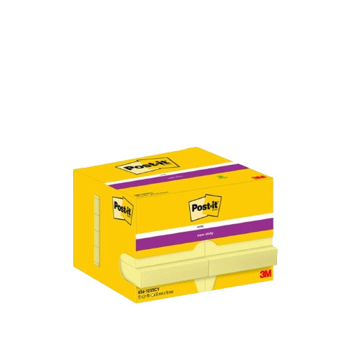 Post-it Haftnotizen Super Sticky – 76×51 mm – gelb, 12×90 Blatt, PEFC