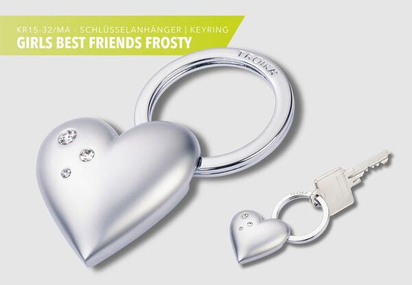 TROIKA Schlüsselanhänger Frosty Herz – mit Swarovski, Metall, Silber