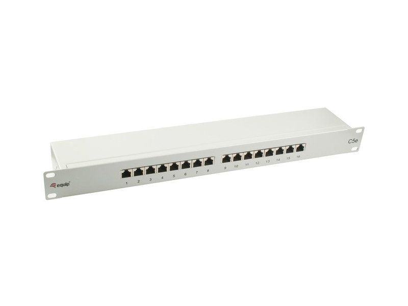 Equip 327316 Patchpanel – 16× RJ‑45, Cat.5e geschirmt, 1U, 19", Grau