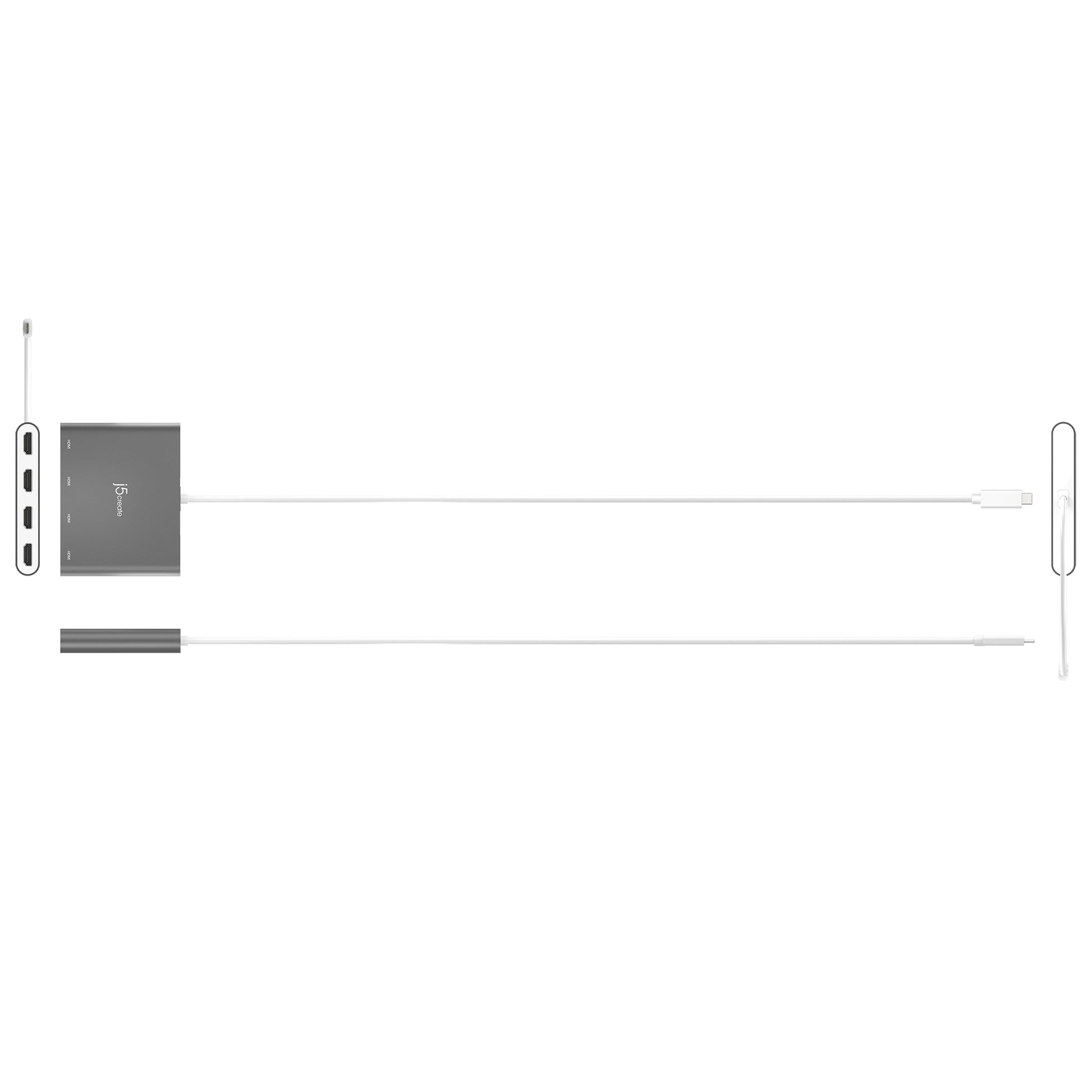 j5create JCA366-N Multi-Monitor-Adapter USB-C zu 4× HDMI – 1920 × 1080 @ 60 Hz, 0,5 m, USB 3.2 Gen 1