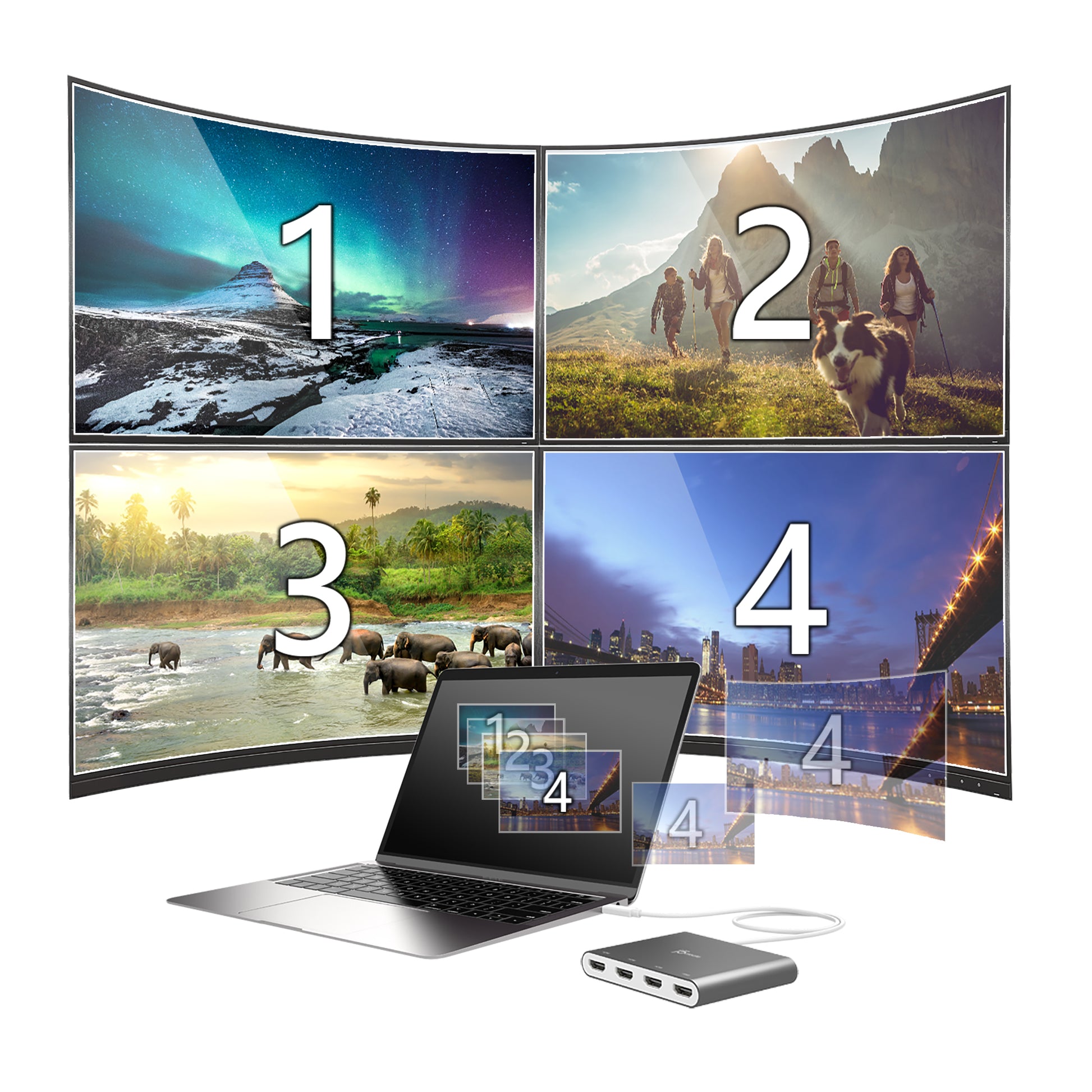 j5create JCA366-N Multi-Monitor-Adapter USB-C zu 4× HDMI – 1920 × 1080 @ 60 Hz, 0,5 m, USB 3.2 Gen 1