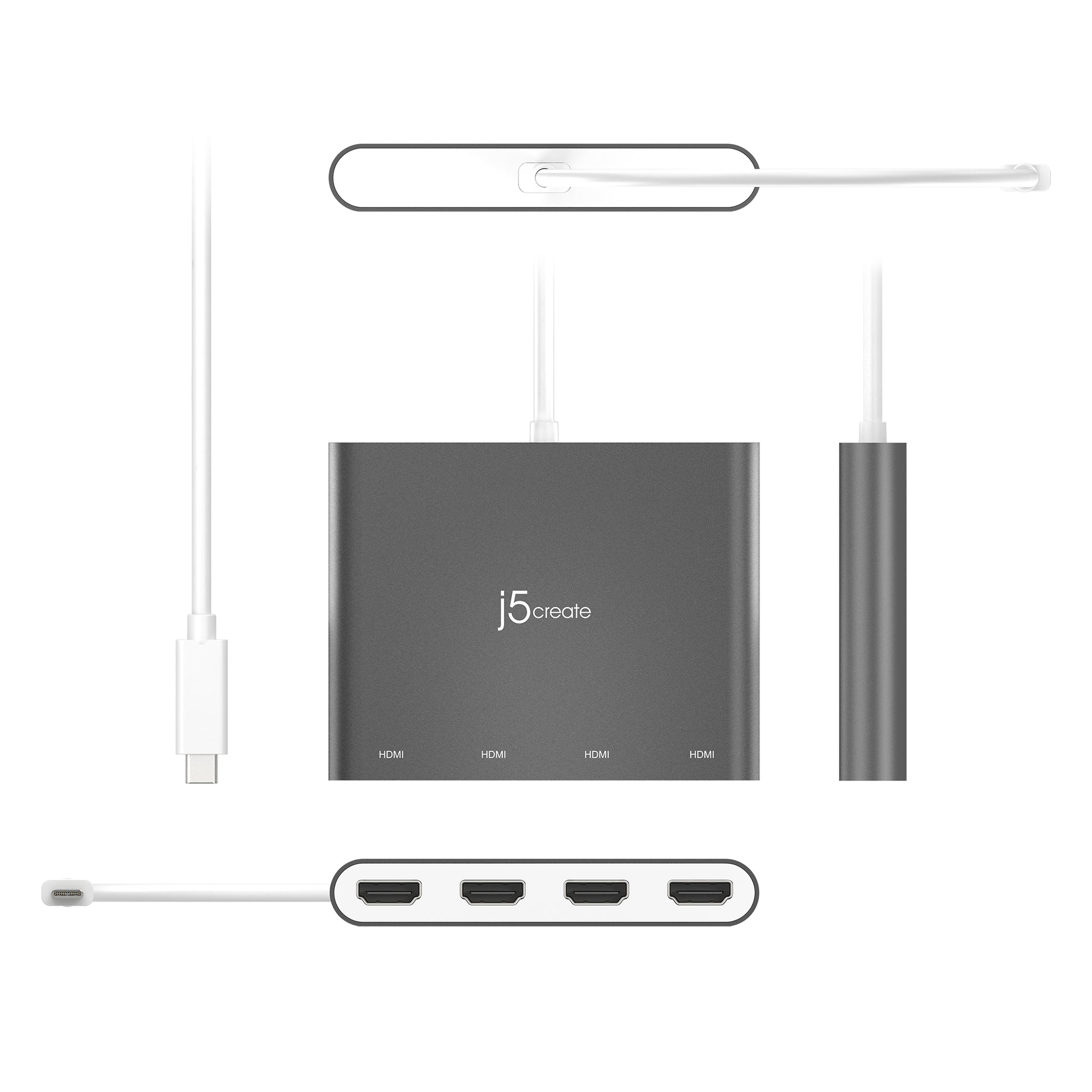 j5create JCA366-N Multi-Monitor-Adapter USB-C zu 4× HDMI – 1920 × 1080 @ 60 Hz, 0,5 m, USB 3.2 Gen 1