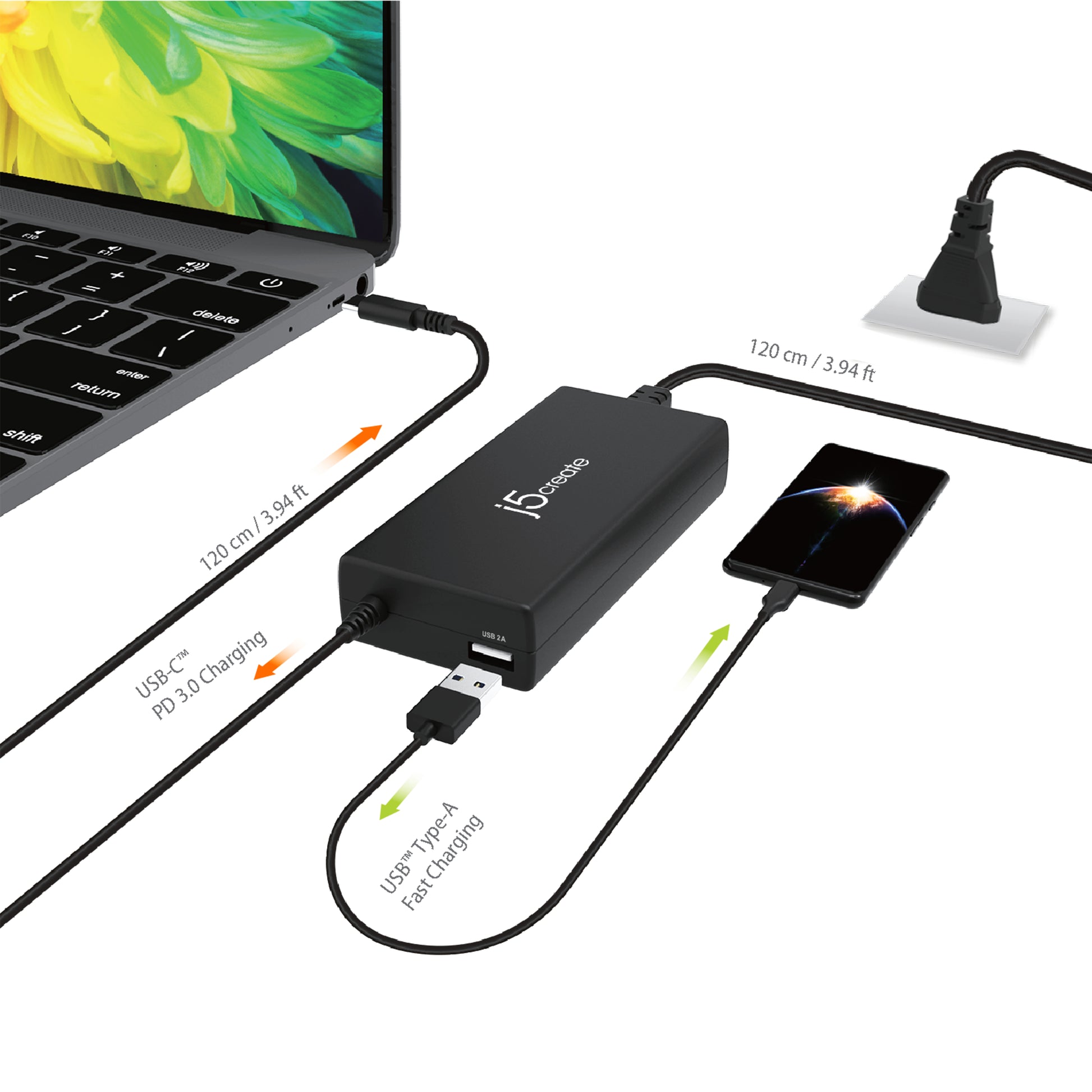 j5create Netzteil (EU) – 100 W, 1× USB-C, PD
