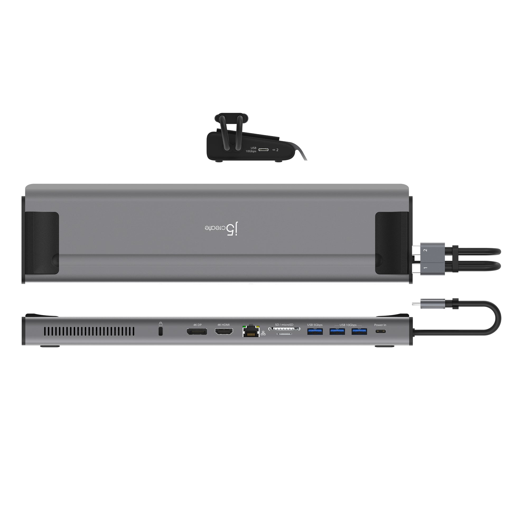 j5create JCD552-N Dockingstation – USB-C, 1× DP, 1× HDMI, 3× USB-A, 100 W PD, GbE, microSD, für Windows/Mac