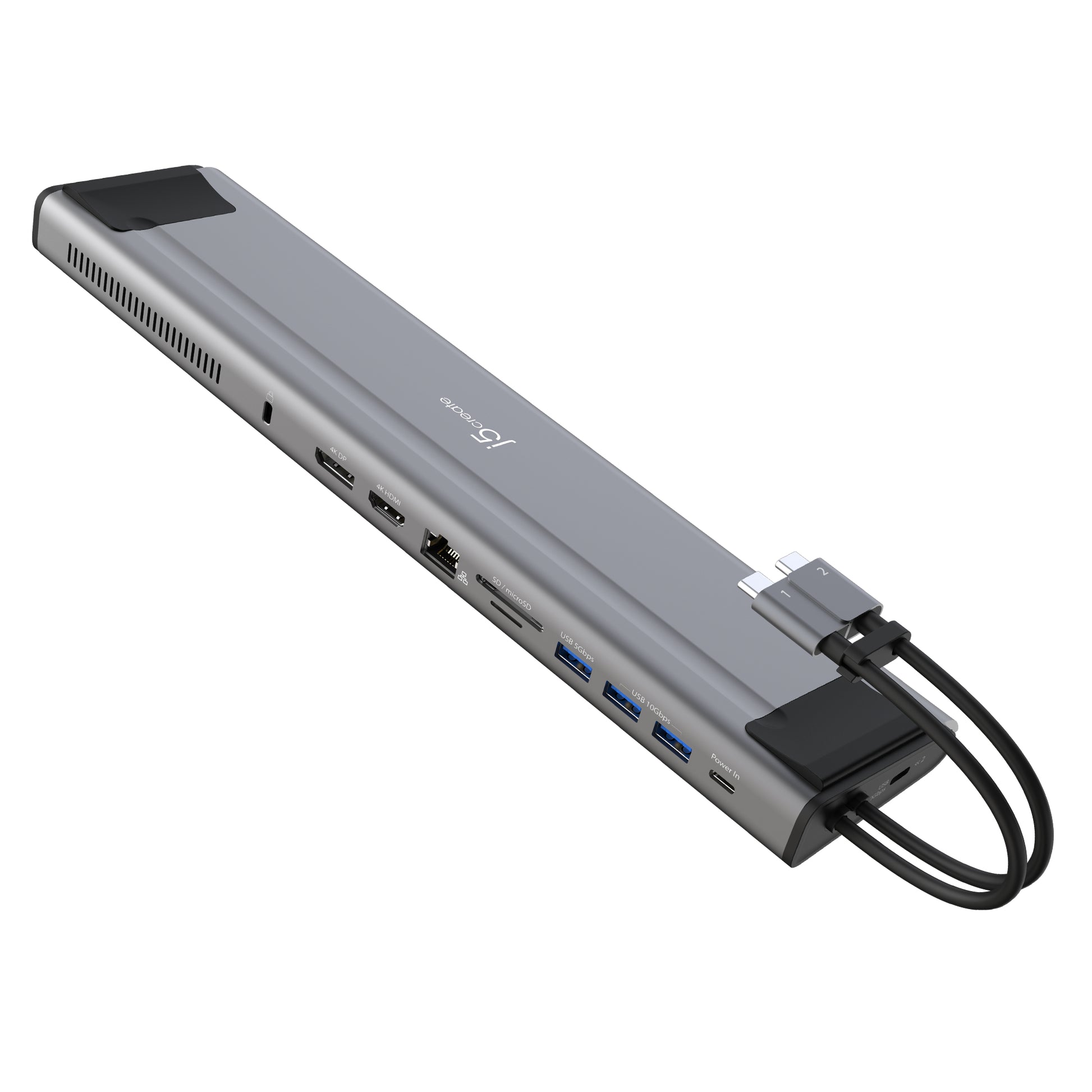 j5create JCD552-N Dockingstation – USB-C, 1× DP, 1× HDMI, 3× USB-A, 100 W PD, GbE, microSD, für Windows/Mac