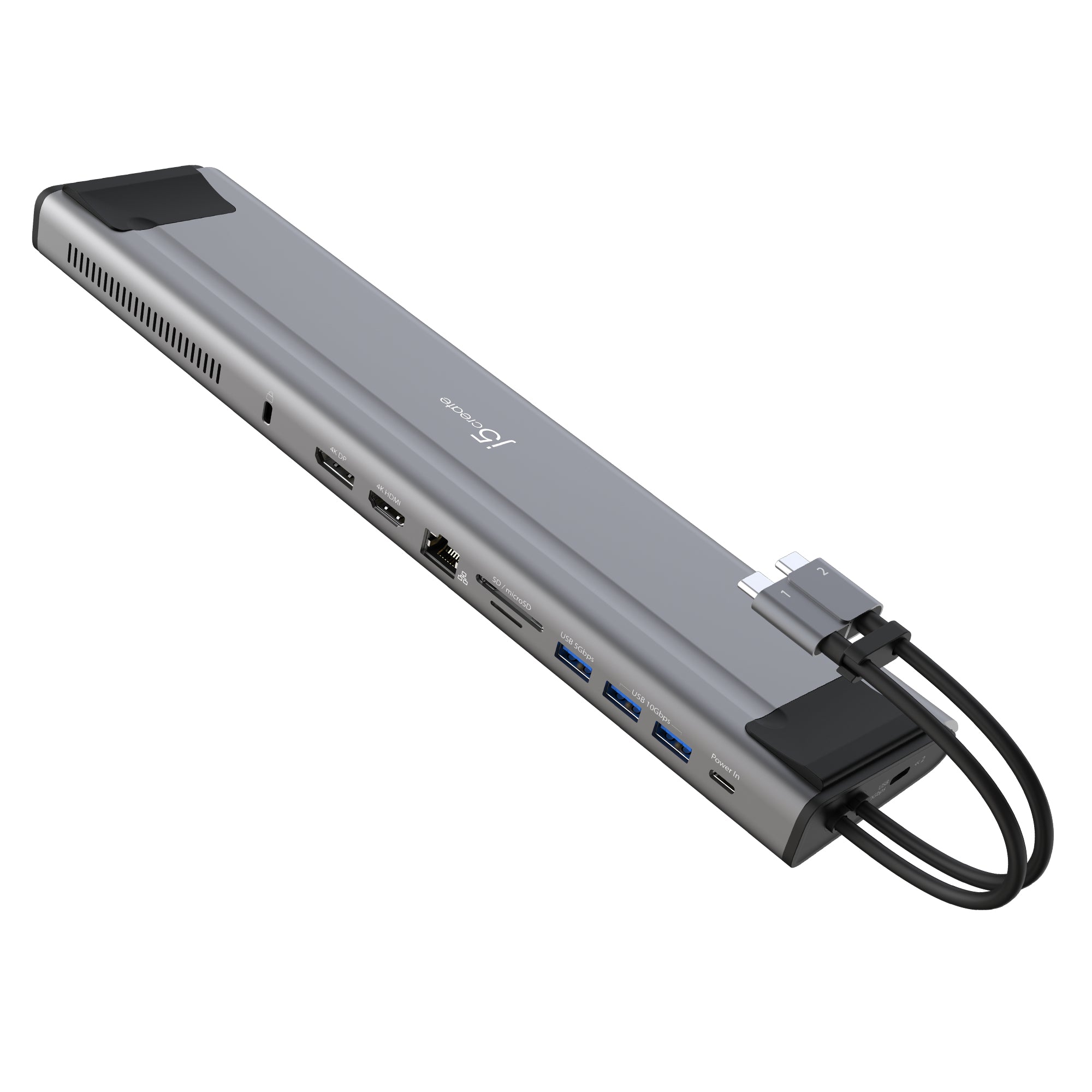 j5create JCD552-N Dockingstation – USB-C, 1× DP, 1× HDMI, 3× USB-A, 100 W PD, GbE, microSD, für Windows/Mac