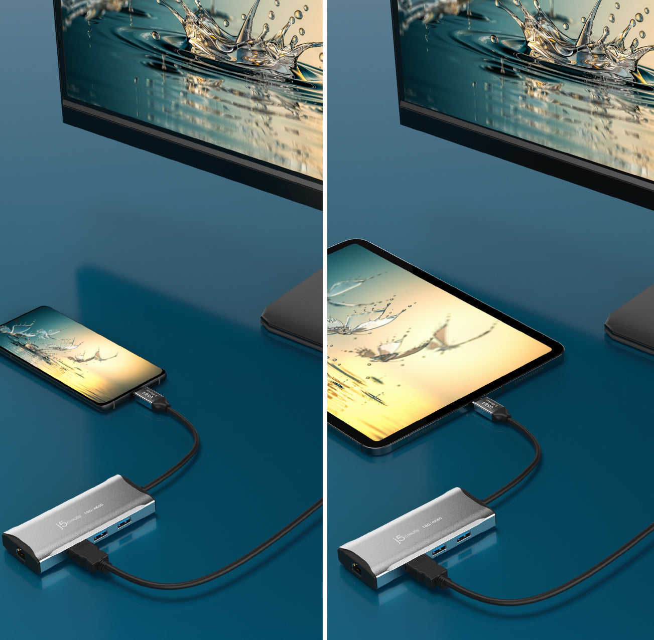 j5create JCD392-N Multiport-Adapter – USB-C, 1× HDMI, 2× USB-A, 100 W PD, GbE, für Windows/Mac