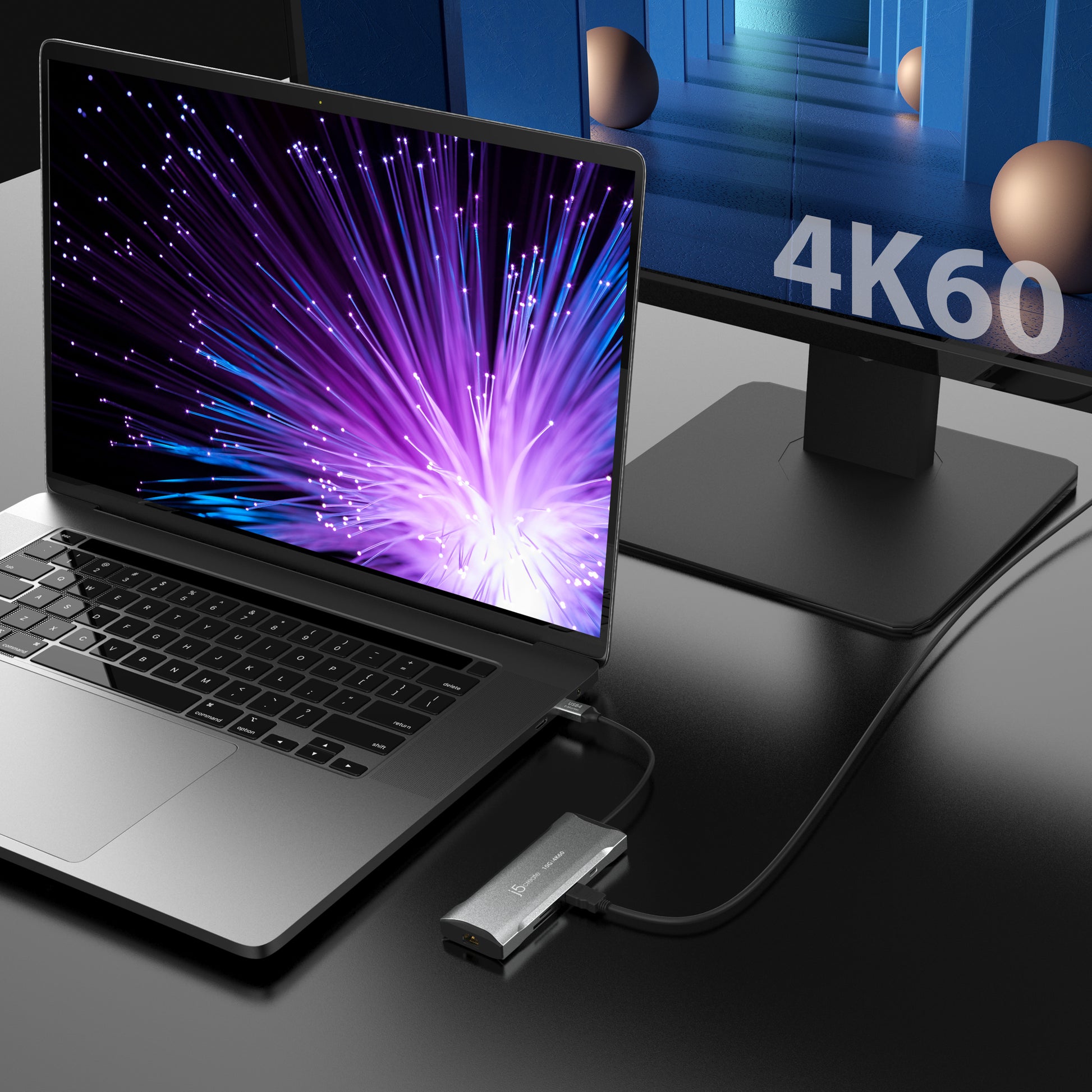j5create JCD393-N Multiport-Adapter – USB-C, 1× HDMI, 2× USB-A, 2× USB-C, 100 W PD, GbE, SD/microSD