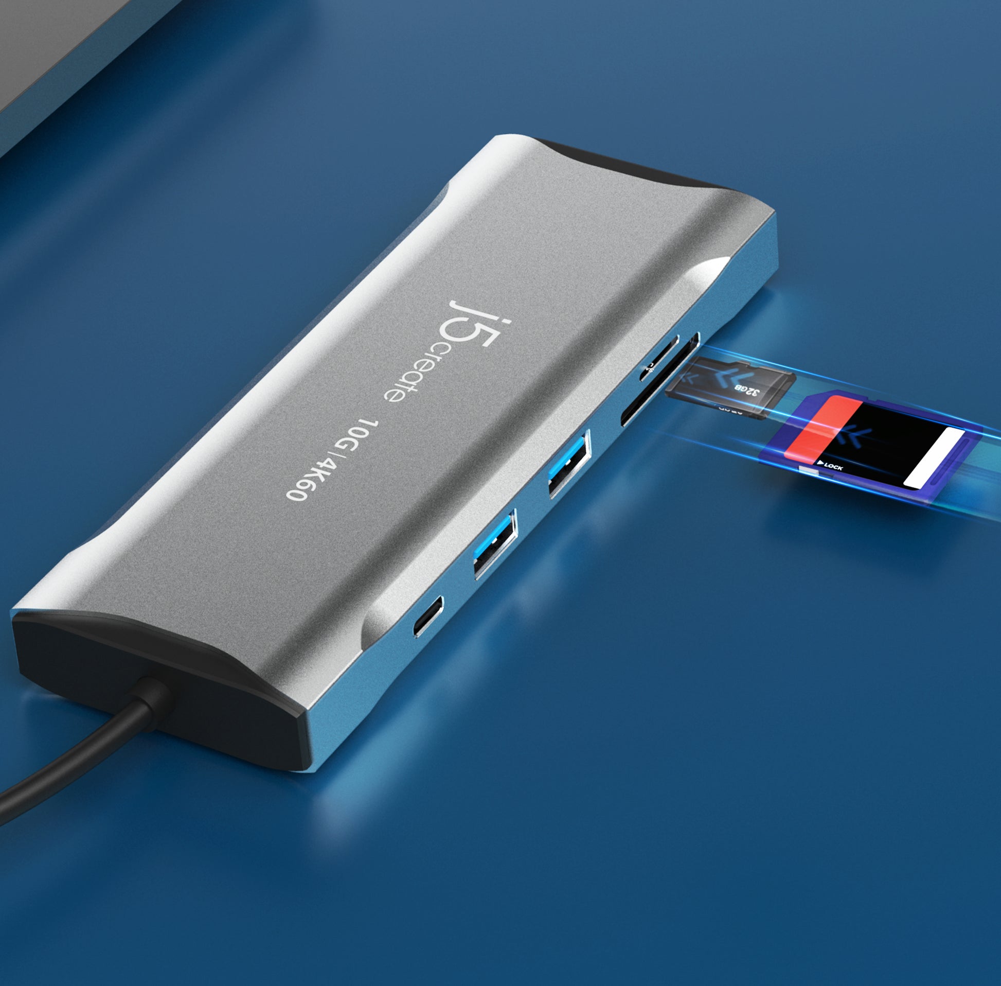 j5create JCD397-N Dockingstation – USB-C, 1× DP, 2× HDMI, 2× USB-A, 2× USB-C, 100 W PD, GbE, für Windows/Mac