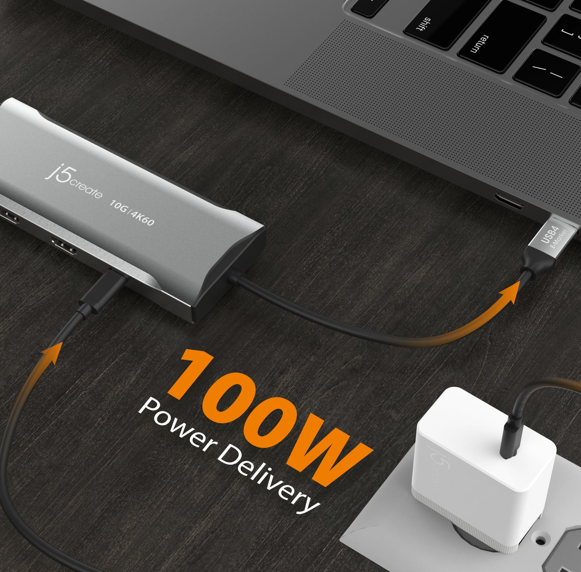 j5create JCD397-N Dockingstation – USB-C, 1× DP, 2× HDMI, 2× USB-A, 2× USB-C, 100 W PD, GbE, für Windows/Mac