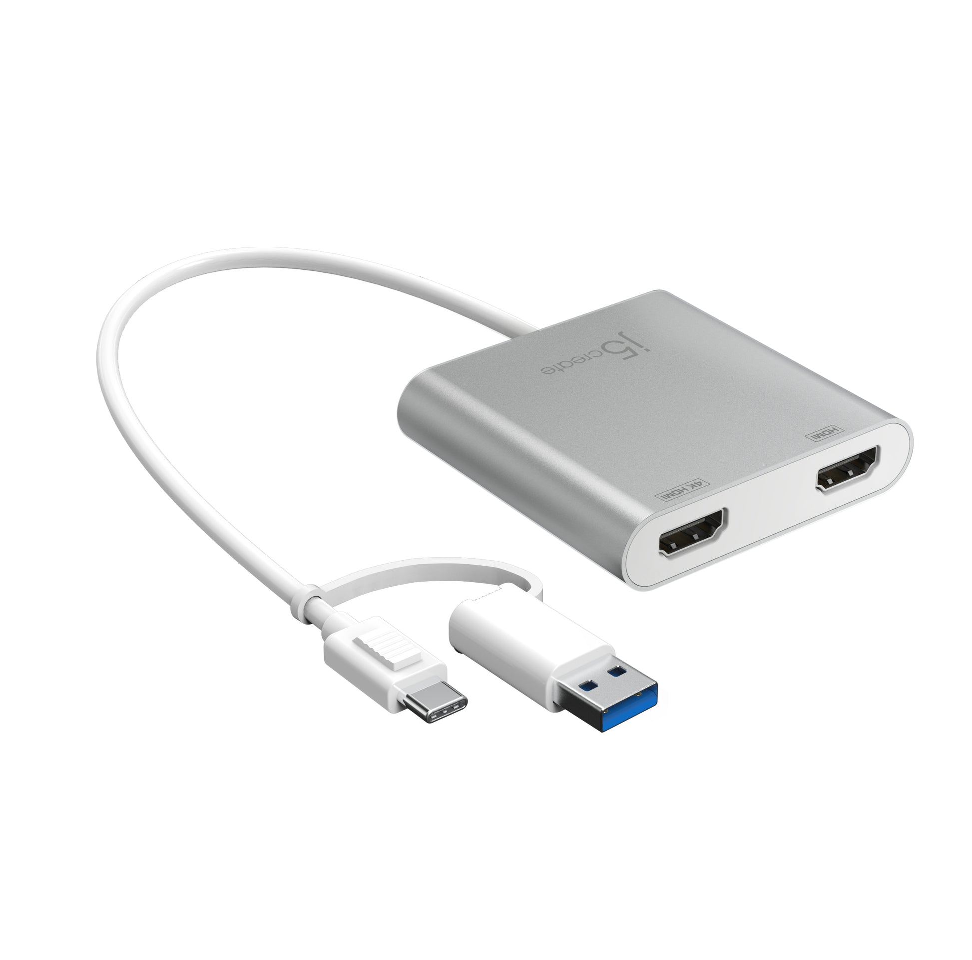 j5create JCA365-N Multi-Monitor-Adapter USB-C zu 2× HDMI – 4K (3840 × 2160) @ 30 Hz, 0,2 m, für Windows/Mac