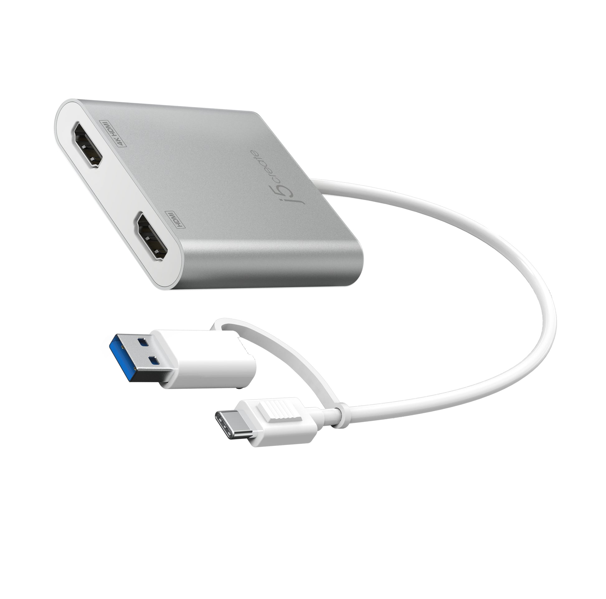 j5create JCA365-N Multi-Monitor-Adapter USB-C zu 2× HDMI – 4K (3840 × 2160) @ 30 Hz, 0,2 m, für Windows/Mac