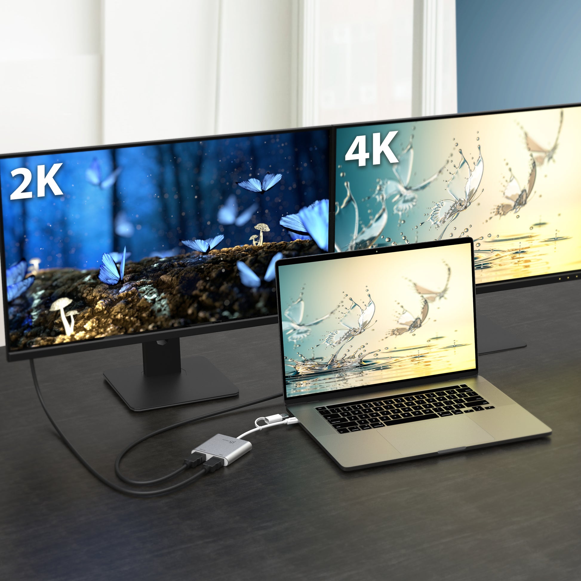 j5create JCA365-N Multi-Monitor-Adapter USB-C zu 2× HDMI – 4K (3840 × 2160) @ 30 Hz, 0,2 m, für Windows/Mac
