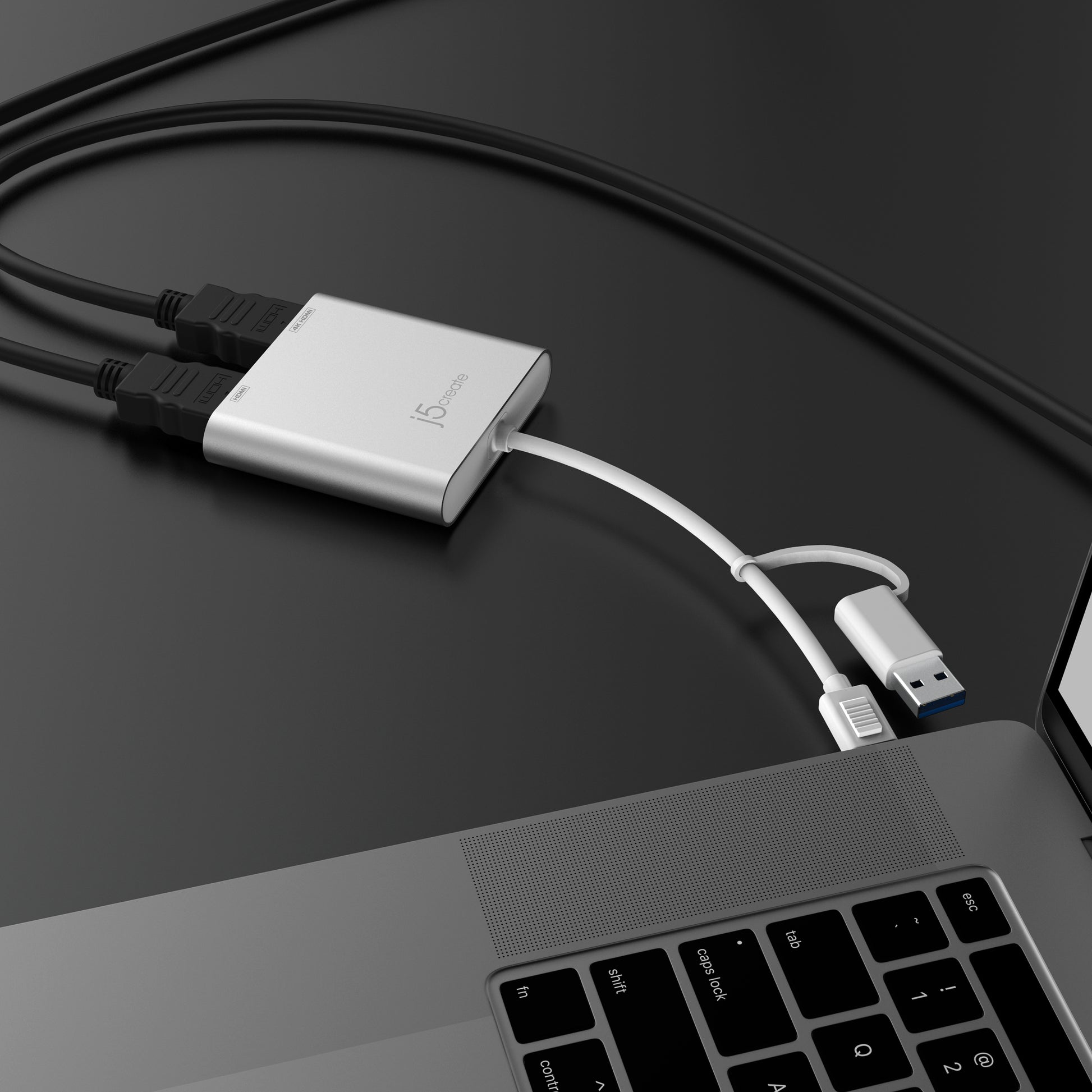 j5create JCA365-N Multi-Monitor-Adapter USB-C zu 2× HDMI – 4K (3840 × 2160) @ 30 Hz, 0,2 m, für Windows/Mac