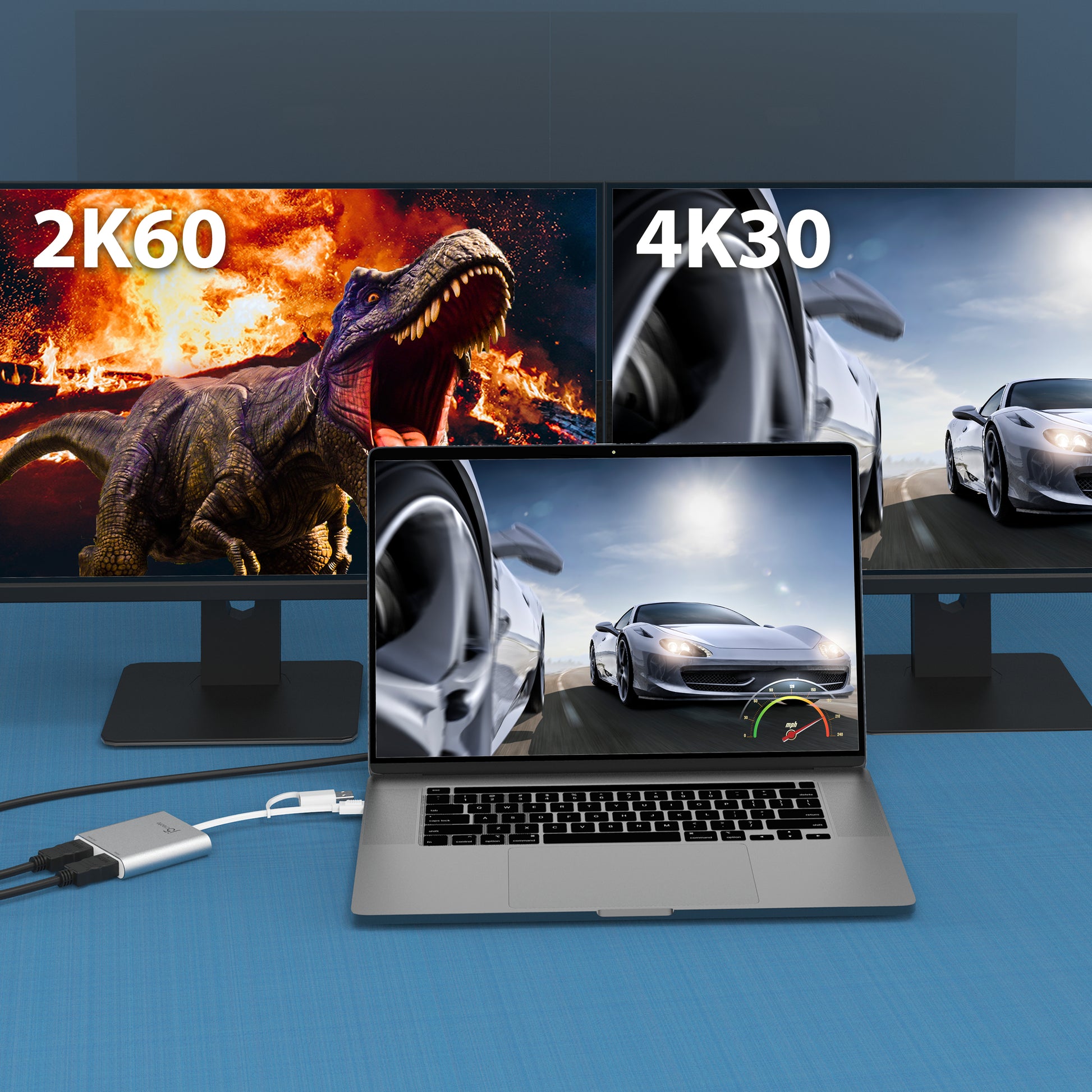 j5create JCA365-N Multi-Monitor-Adapter USB-C zu 2× HDMI – 4K (3840 × 2160) @ 30 Hz, 0,2 m, für Windows/Mac
