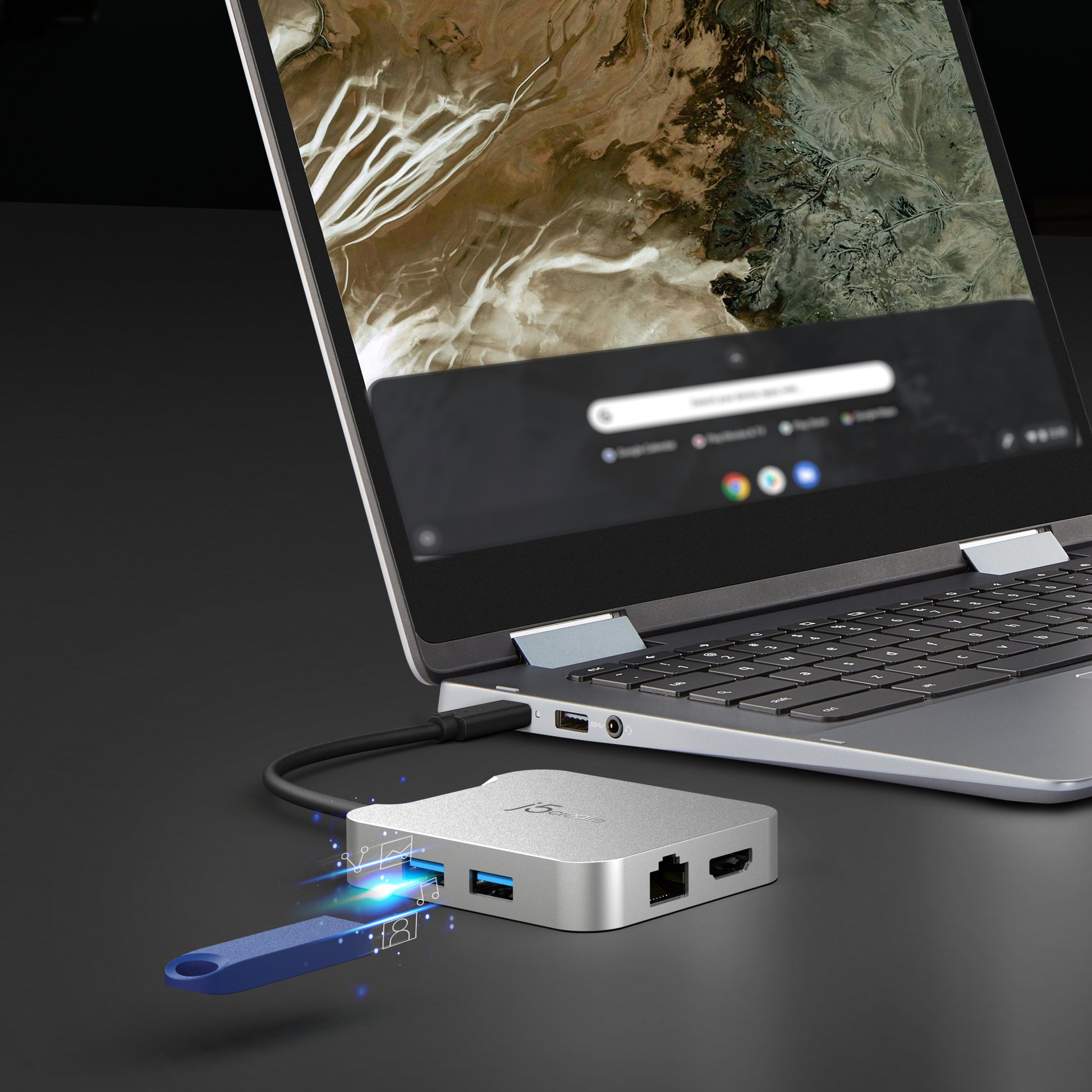 j5create JCD391-N Multiport-Adapter – USB-C, 1× HDMI, 2× USB-A, 85 W PD, GbE, für Windows/Mac/ChromeOS