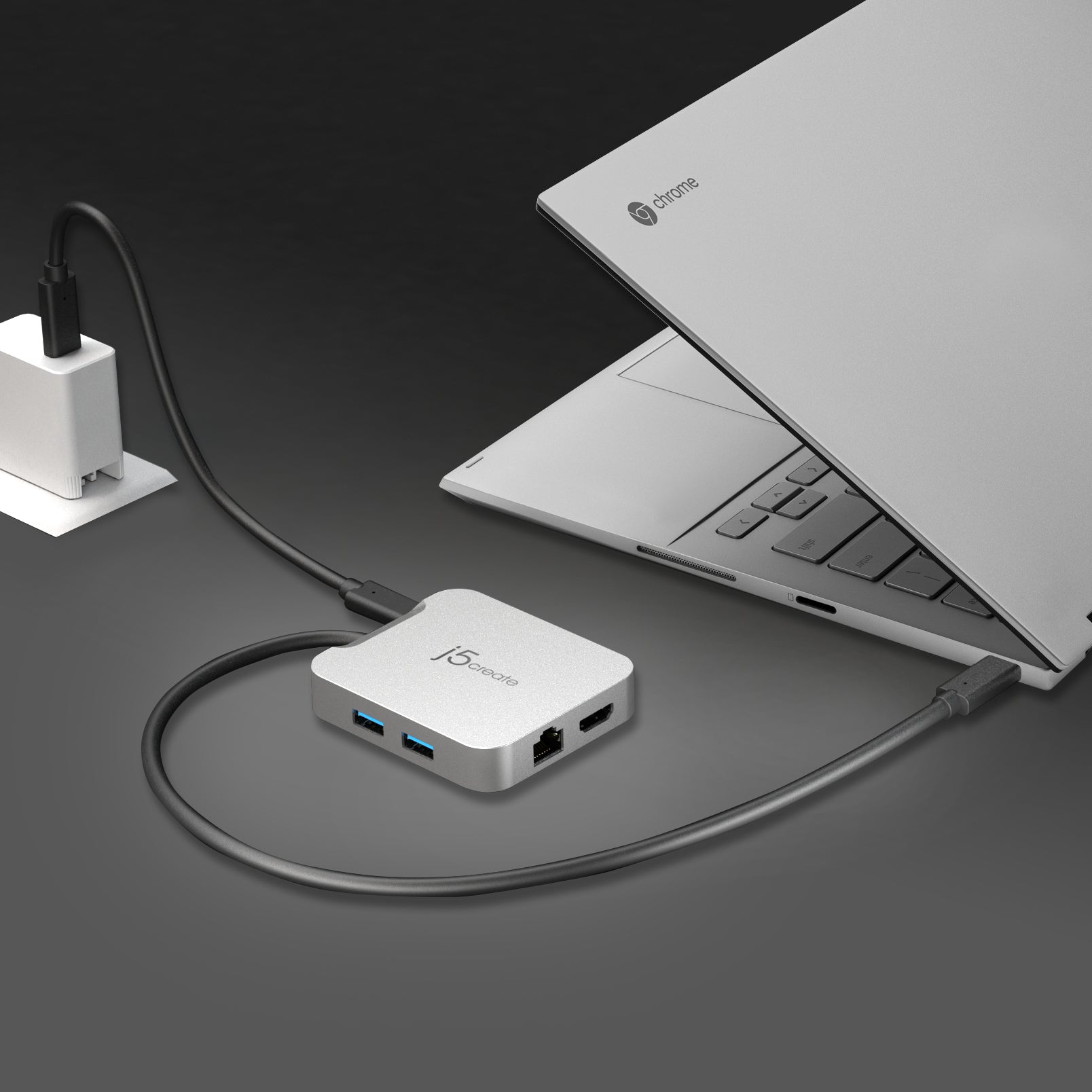 j5create JCD391-N Multiport-Adapter – USB-C, 1× HDMI, 2× USB-A, 85 W PD, GbE, für Windows/Mac/ChromeOS