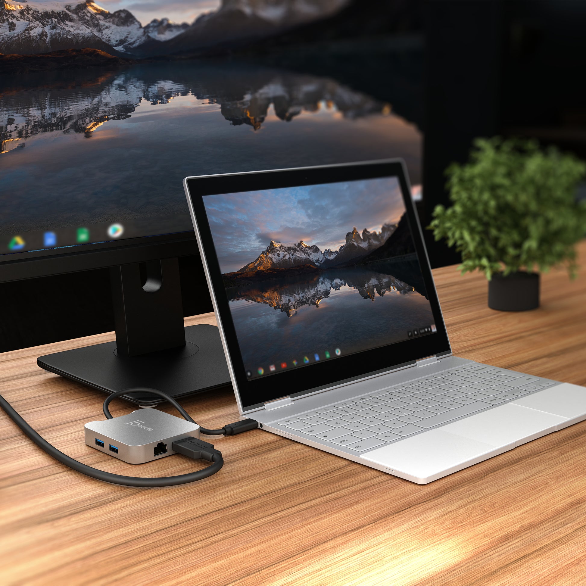 j5create JCD391-N Multiport-Adapter – USB-C, 1× HDMI, 2× USB-A, 85 W PD, GbE, für Windows/Mac/ChromeOS