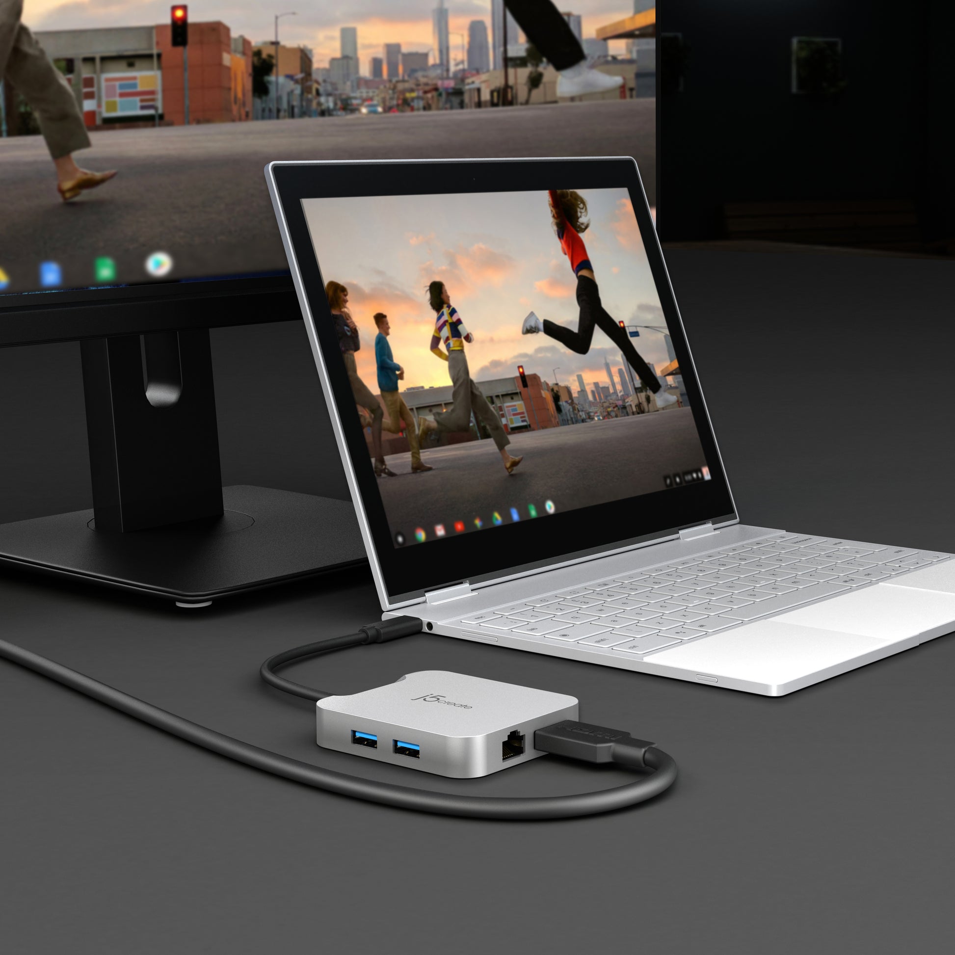 j5create JCD391-N Multiport-Adapter – USB-C, 1× HDMI, 2× USB-A, 85 W PD, GbE, für Windows/Mac/ChromeOS