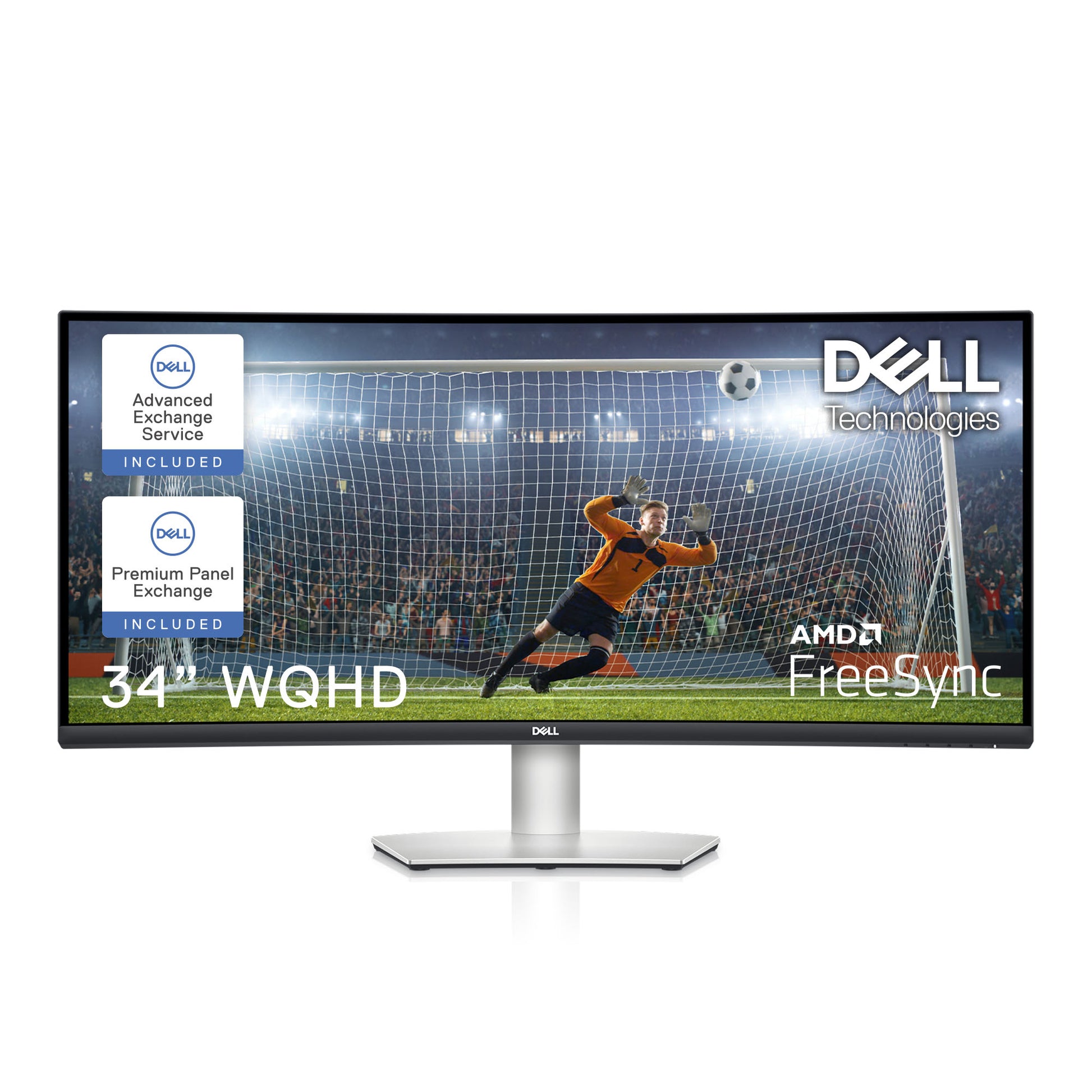 DELL S3423DWC – Monitor, 34" 3440 × 1440, VA, 100 Hz, 350 cd/m², USB-C, KVM, Gebogen, VESA 100 × 100, Schwarz
