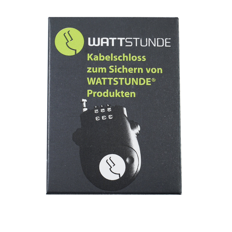WATTSTUNDE Kabelschloss – Zahlenschloss, Kabellänge 0,8 m, Kabel-Ø 1,5 mm – Schwarz, ABS – 1 Stk.