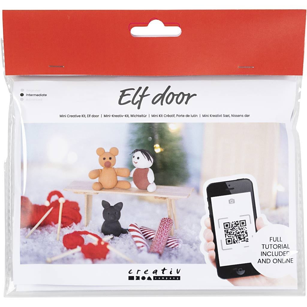 Creativ Company Elfentür / Wichteltür Szene – Bastelset – Wichtel – Weihnachten – Mehrfarbig