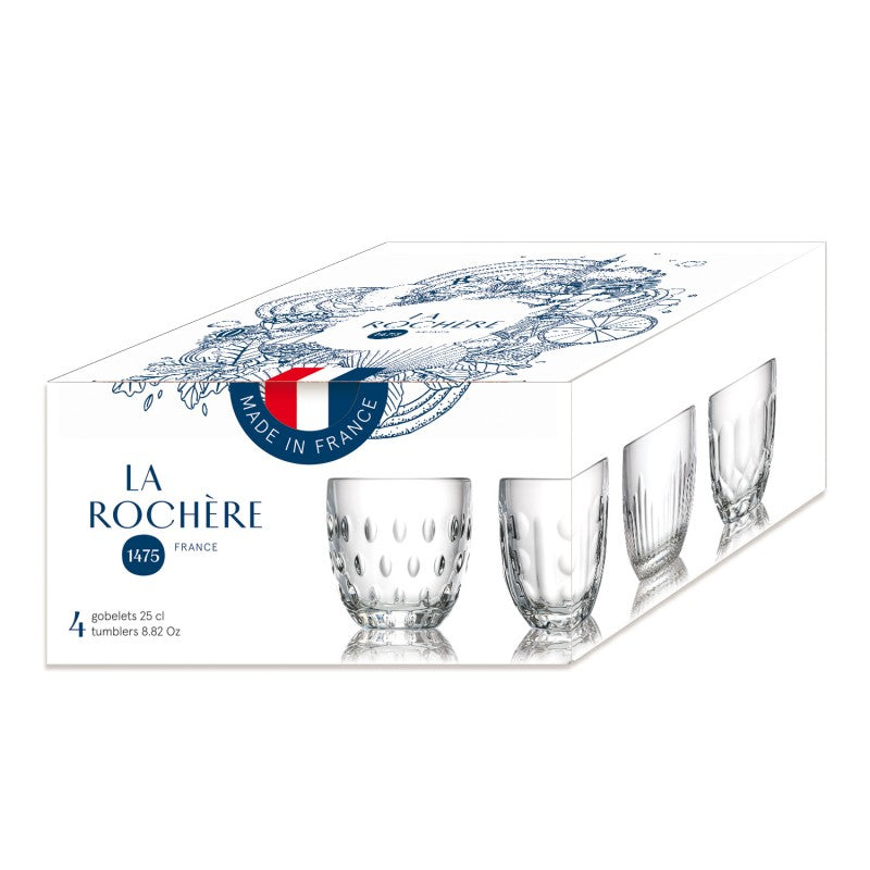 La Rochère Trinkglas Troquet – 4er Set, 250 ml, Ø 7,8 cm, Kalk-Natron-Glas, Transparent, spülmaschinenfest