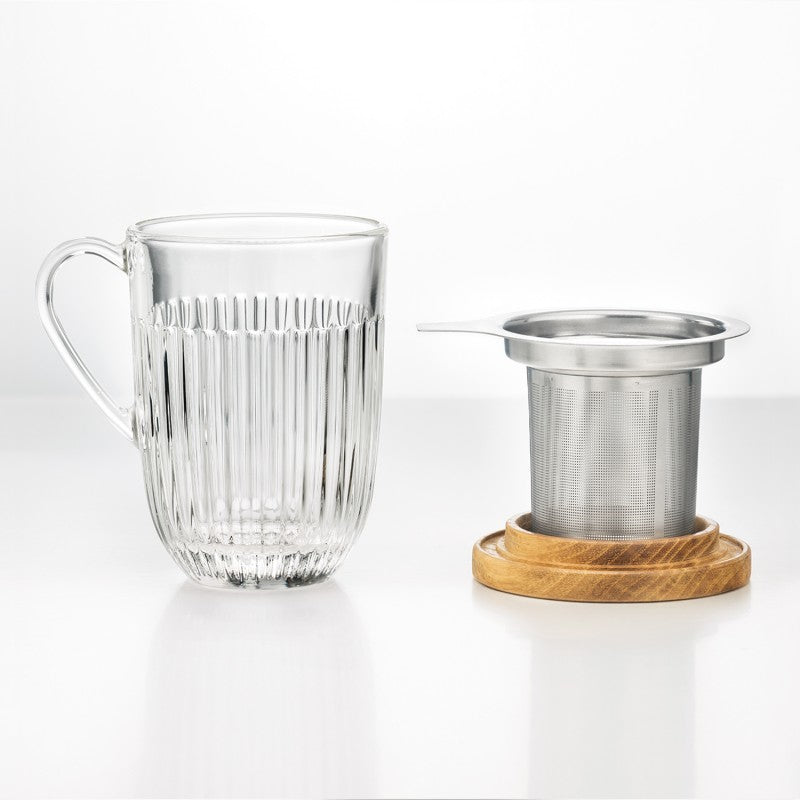 La Rochère Tee-Set Ouessant – 360 ml, Ø 9,0 cm, Glas, mit Deckel, Edelstahlfilter, spülmaschinenfest