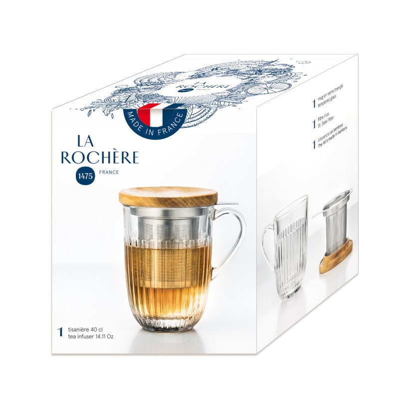 La Rochère Tee-Set Ouessant – 360 ml, Ø 9,0 cm, Glas, mit Deckel, Edelstahlfilter, spülmaschinenfest