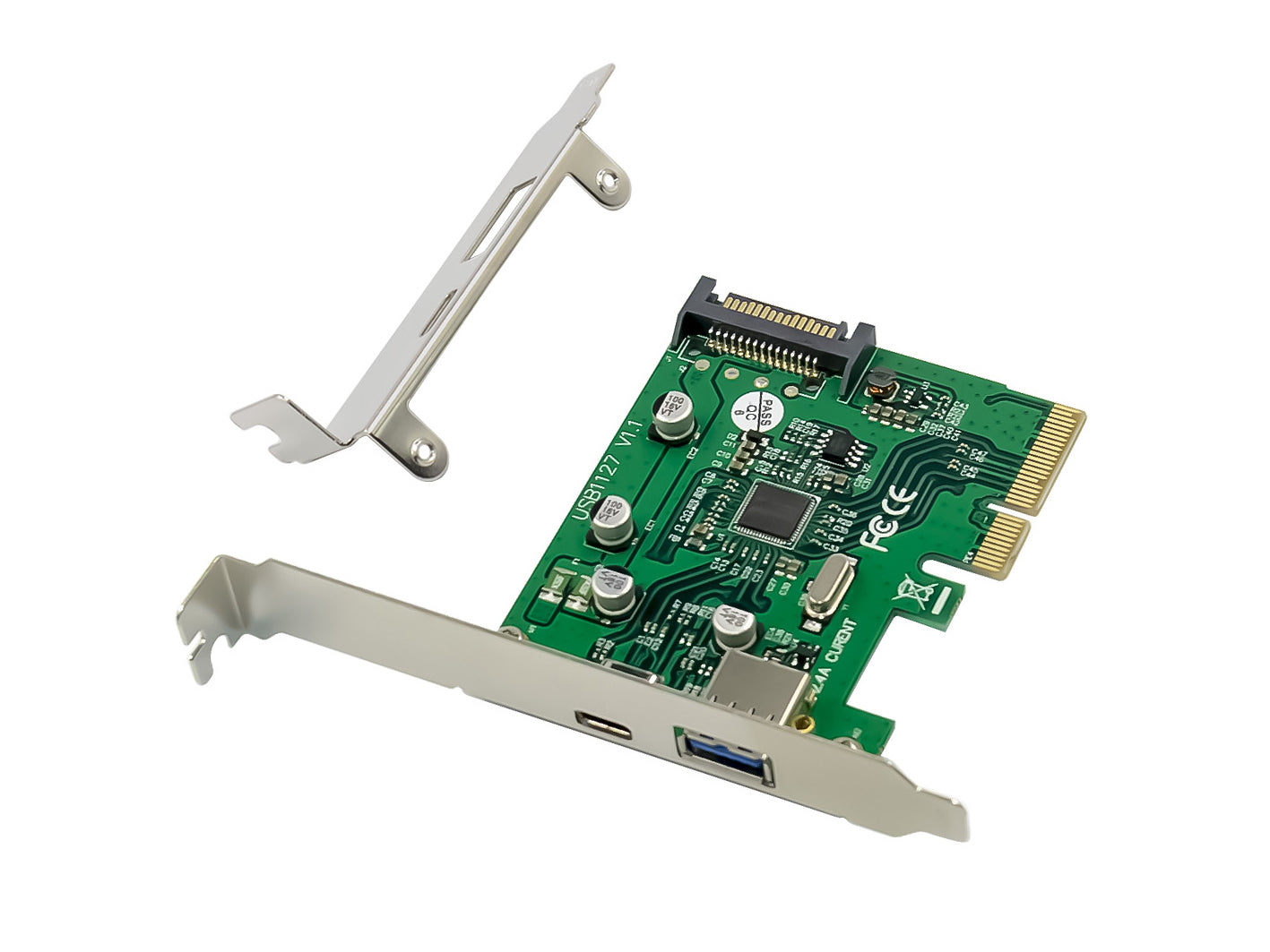 Conceptronic EMRICK09G – PCIe USB-Karte – 1×USB-C 10 Gbit/s, 1×USB-A 10 Gbit/s, PCIe 3.0, SATA 15-Pin